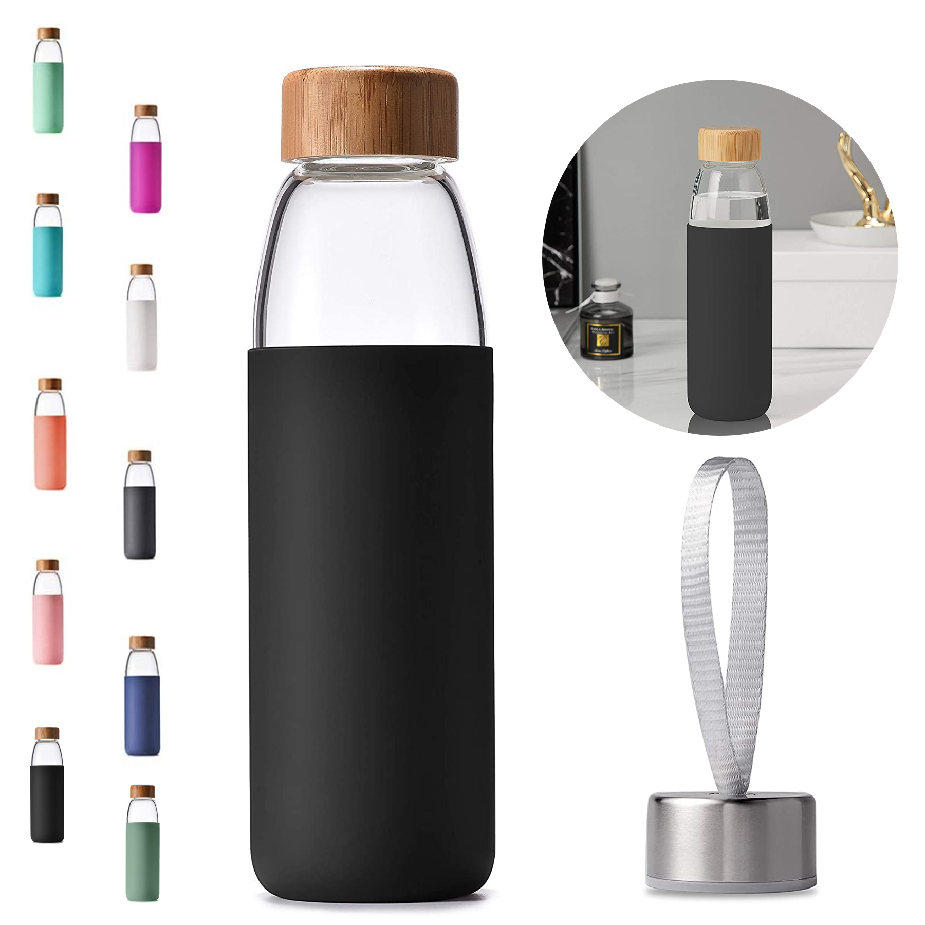 18 Oz Glass Water Bottles 2