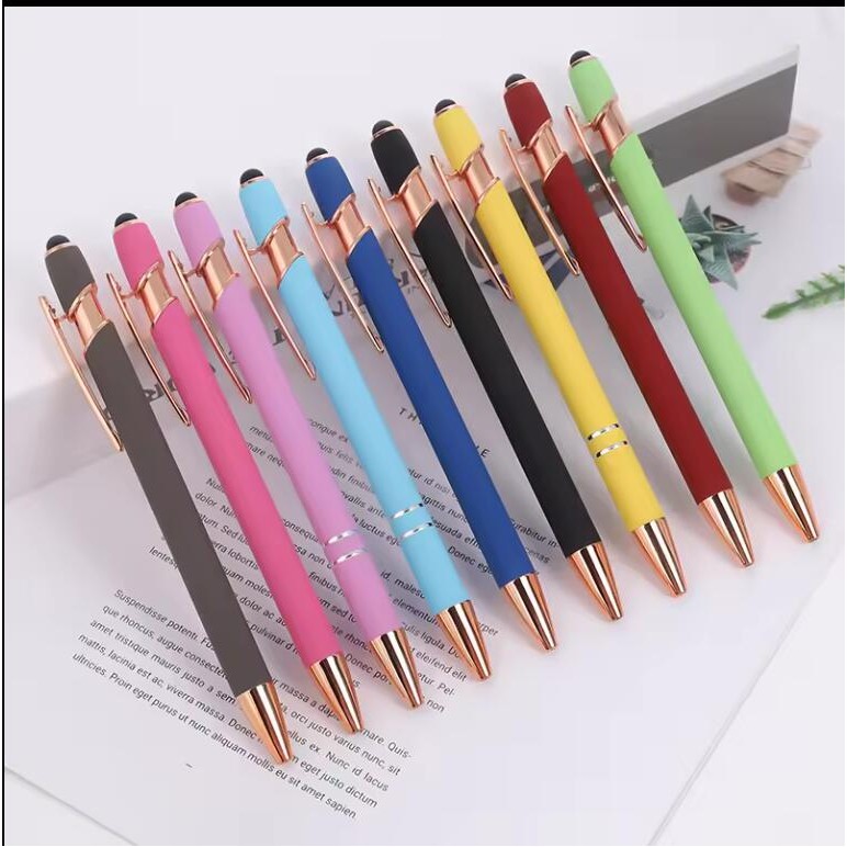 Soft Touch Ballpoint Pen with Rose Gold Accent 7
