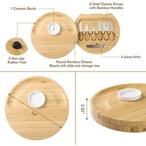 Bamboo Round Charcuterie Boards Set 4