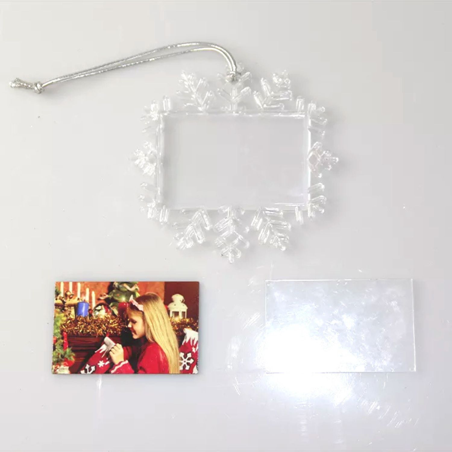 Small Snowflake Clear PC Christmas Ornament 3