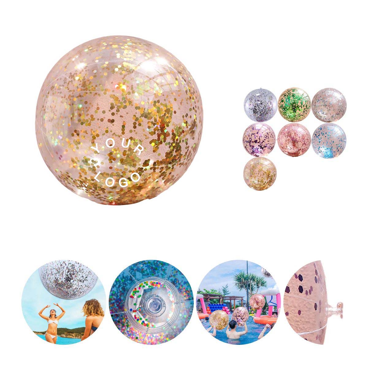 Inflatable Beach Ball with Sparkle Fill PVC 2