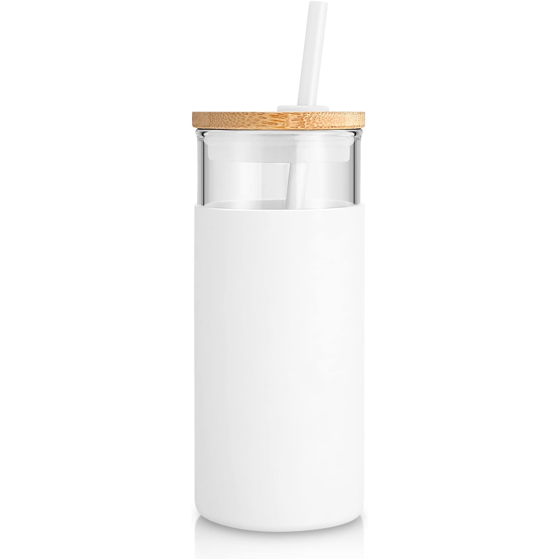 20 Oz Glass with Bamboo Lid and Straw 5