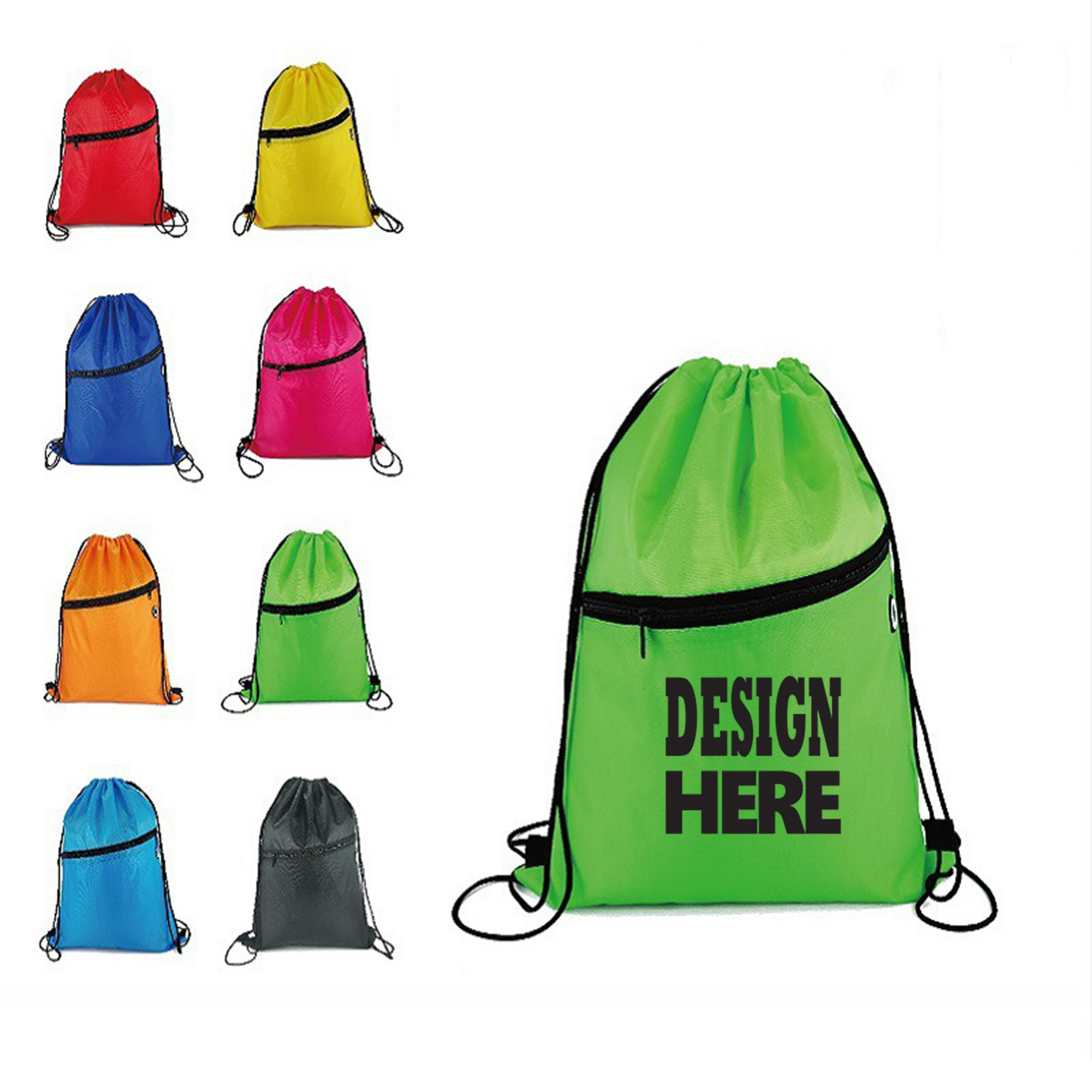 Polyester Oxford Zipper Drawstring Backpack 2