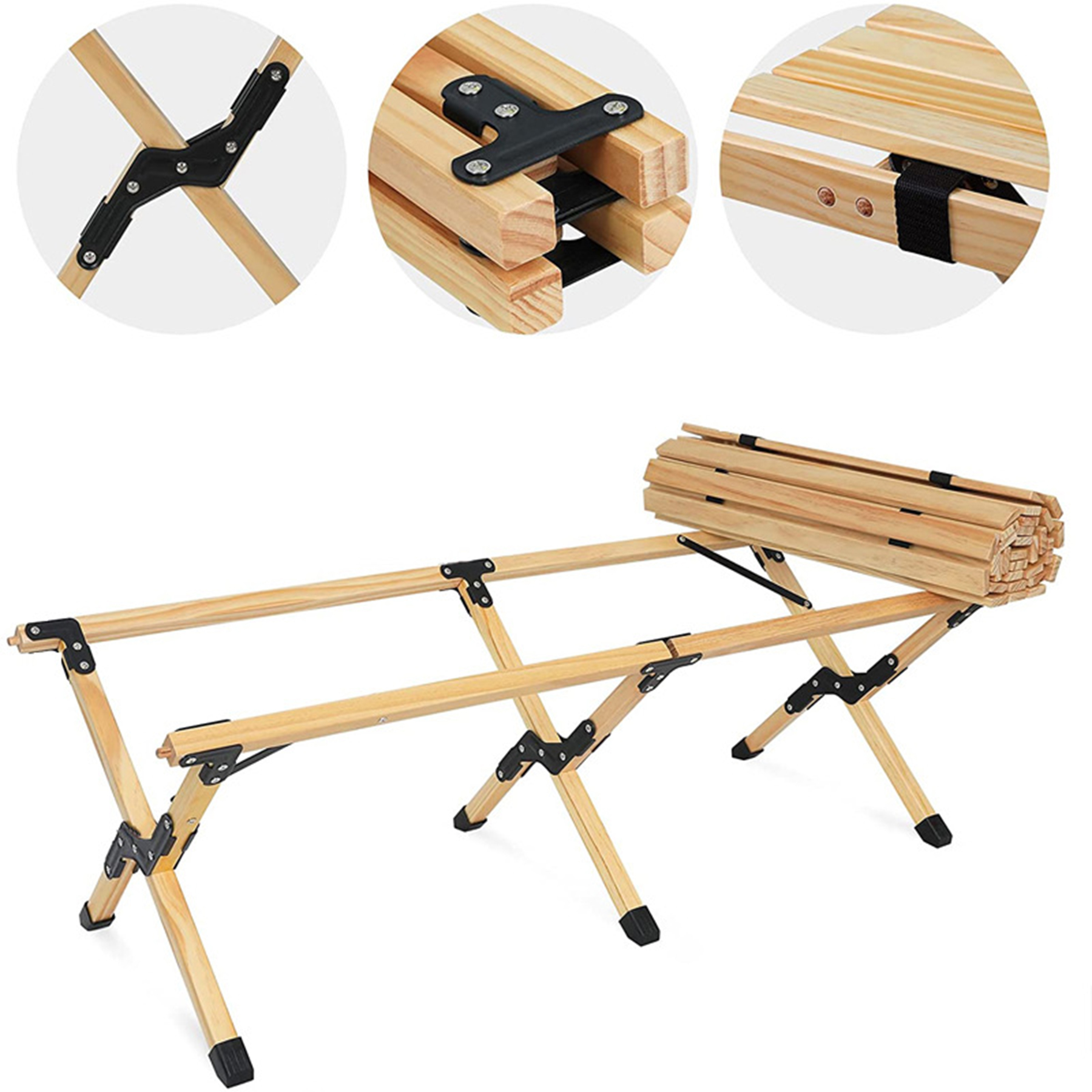 Portable Folding Wooden Travel Camping Table 3
