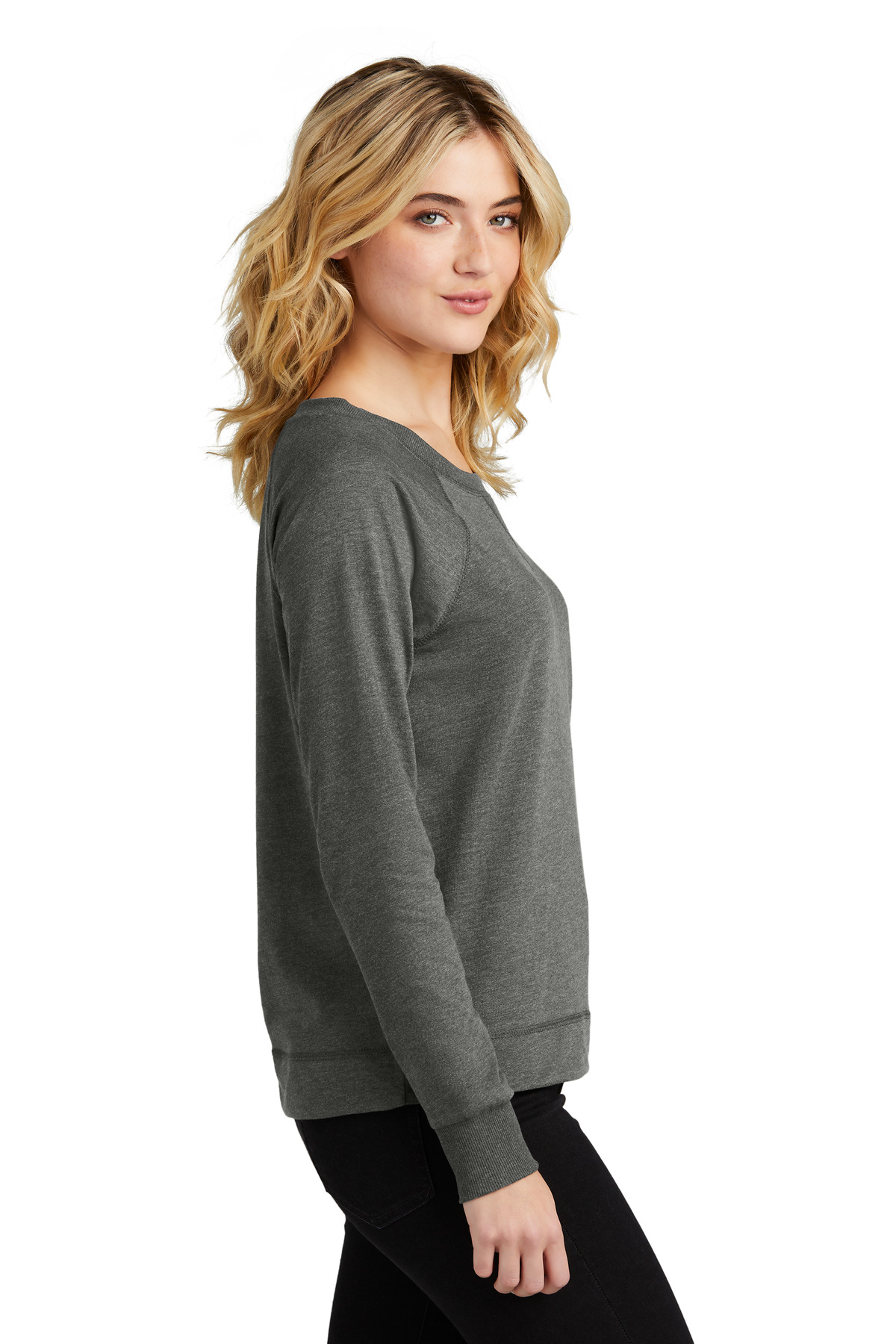 District Women's Featherweight French Terry Long Sleeve Crewneck DT672 34