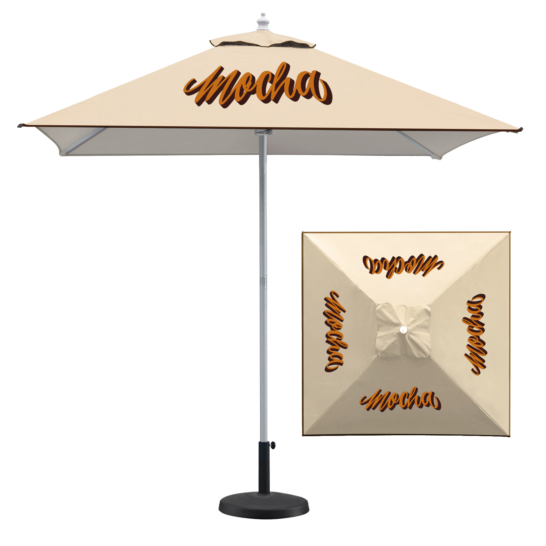 7' Heavy Duty Square Aluminum Market Umbrella (Full Color) 3