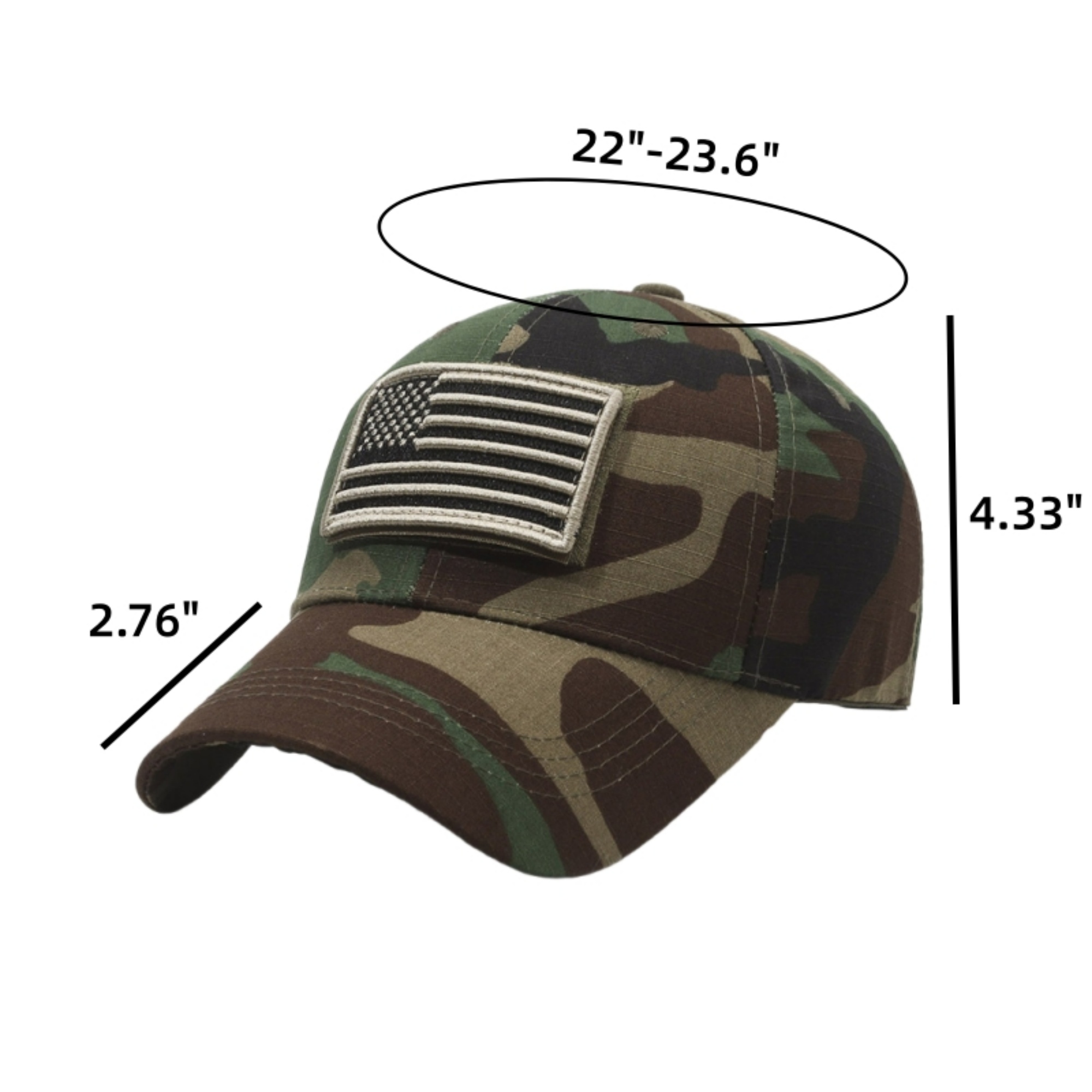 Camouflage Cotton Baseball Cap With Flag 18