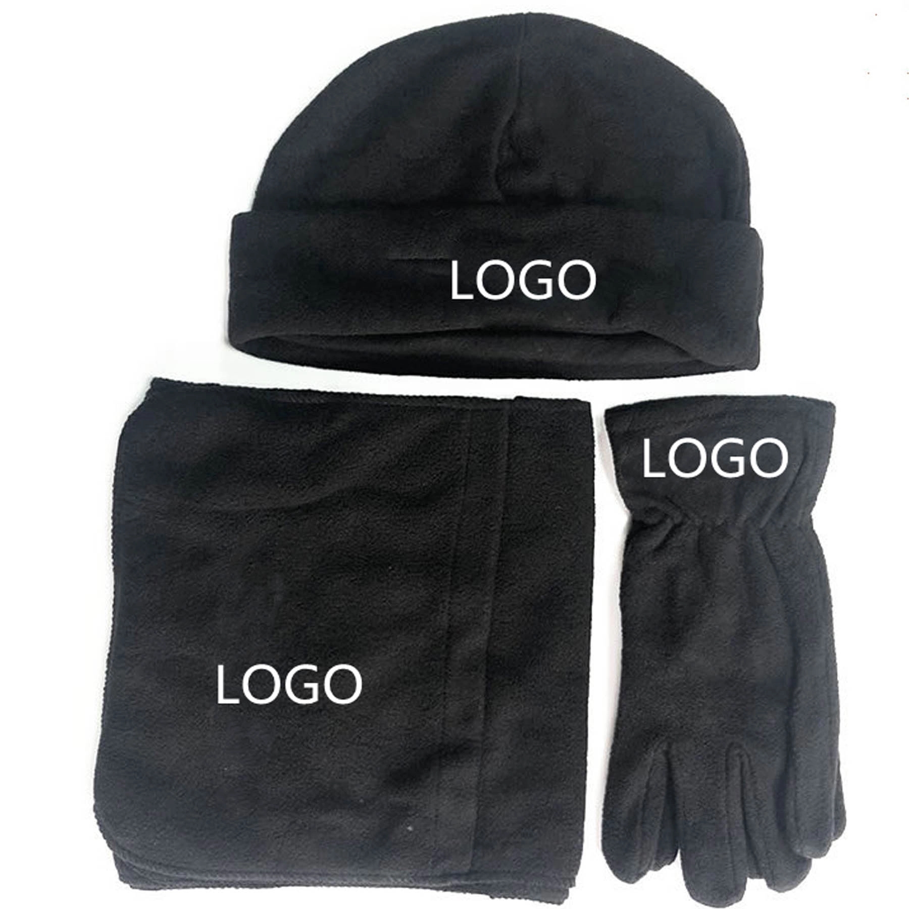 Winter Fleece Hat Glove Scarf Bag 4 pcs Set 3