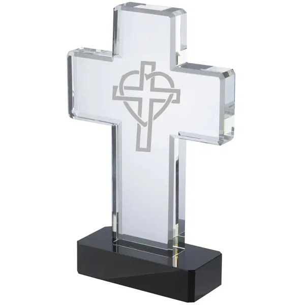 Crystal Cross Awards On Black Pedestal Base 2