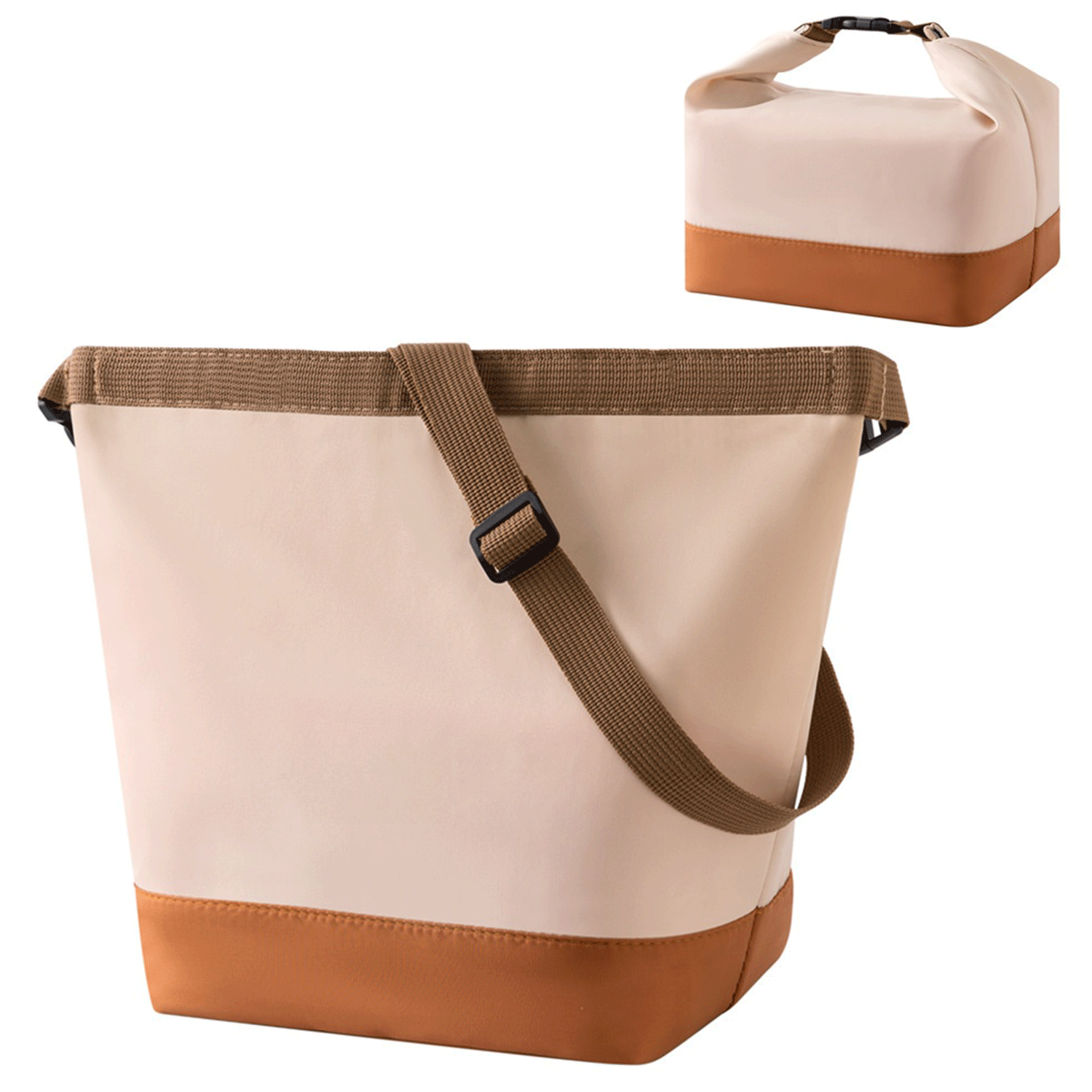 Portable Color-Block Oxford Insulated Tote Crossbody Bag 14