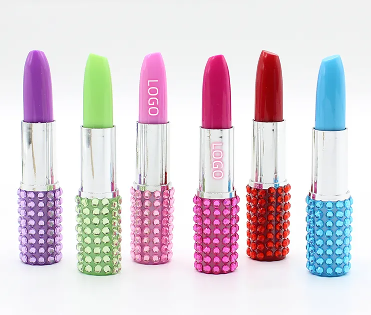 Rhinestone Crystal Lipstick Shape Ballpoint Pen 4