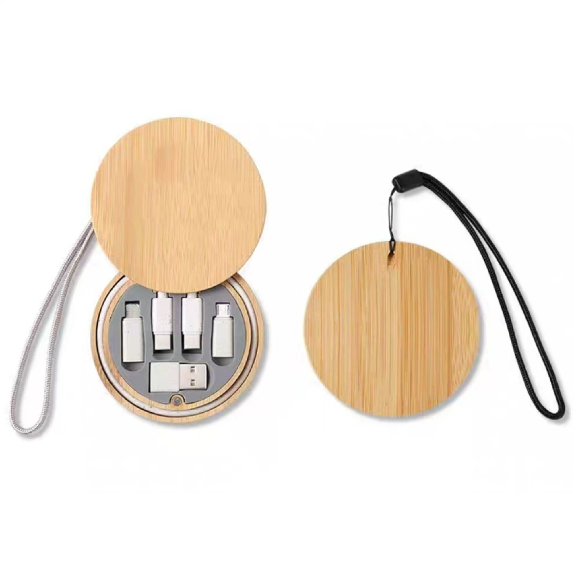 Bamboo Charging Cable Set Storage Box 2