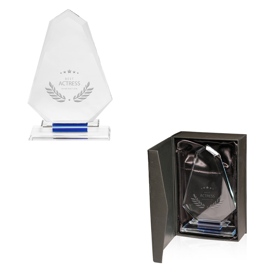 Blue Accent Glass Achievement Trophy 4