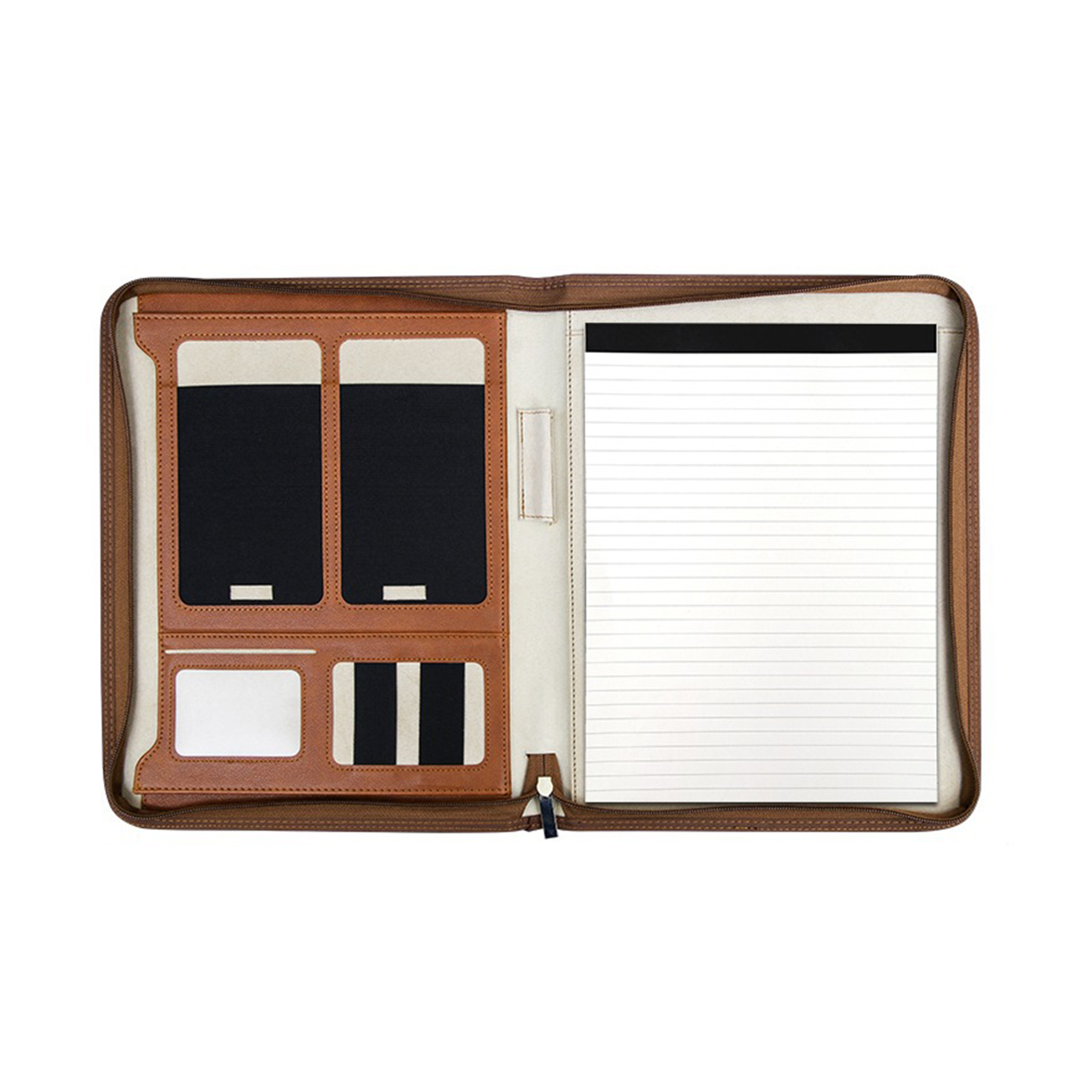 A4 Polyurethane Zipper Padfolio With Sticky Notes 5