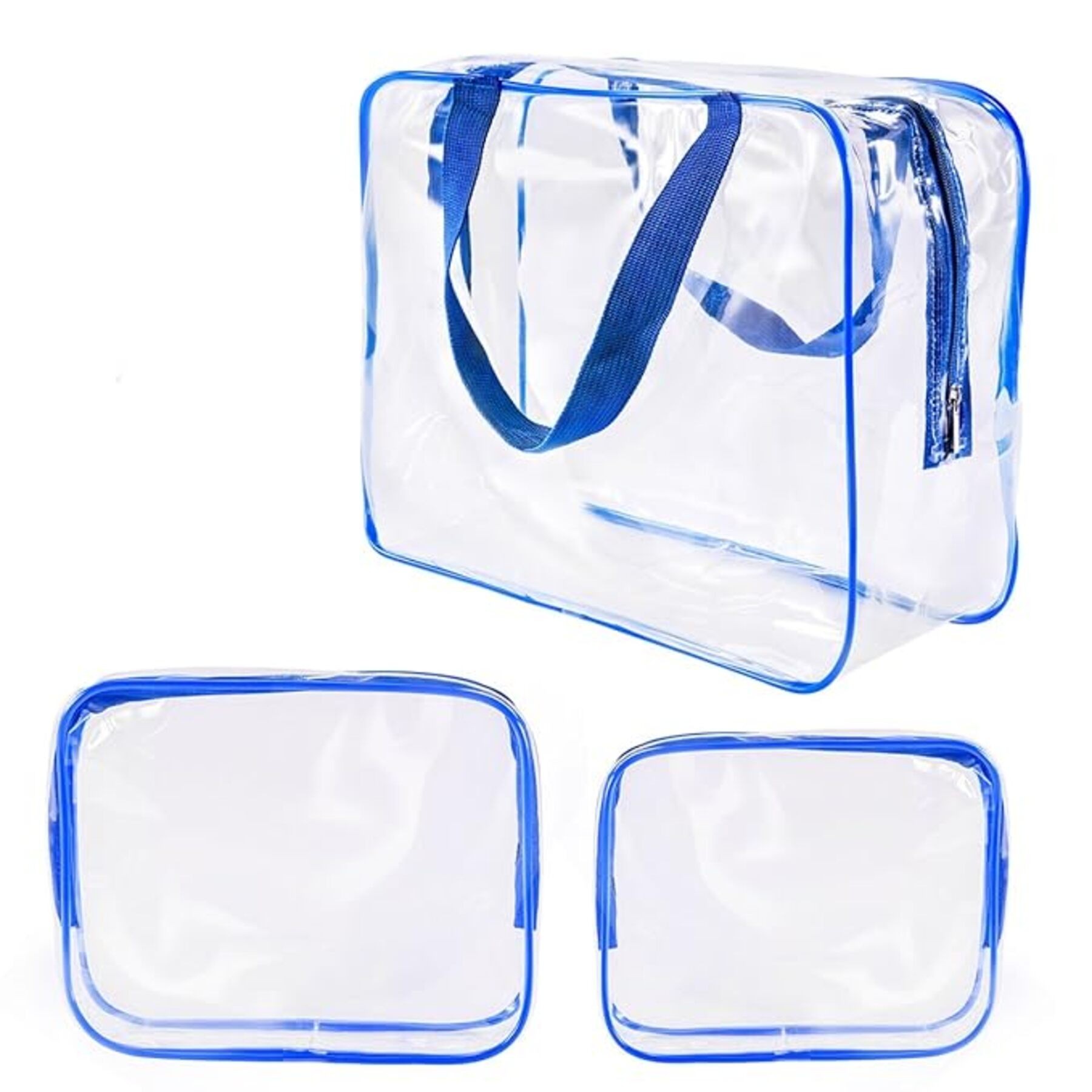 3Pcs Crystal Clear PVC Toiletry Bag Kit 7
