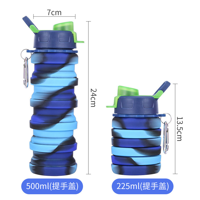17oz Outdoor Sports Silicone Camouflage Collapsible Water Bottle 12