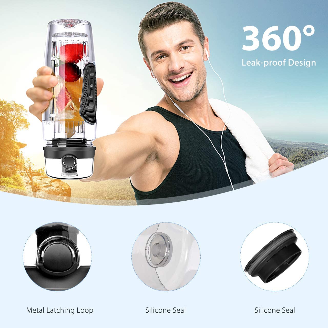 32 OZ Sport Fruit Infuser Water Bottle 2