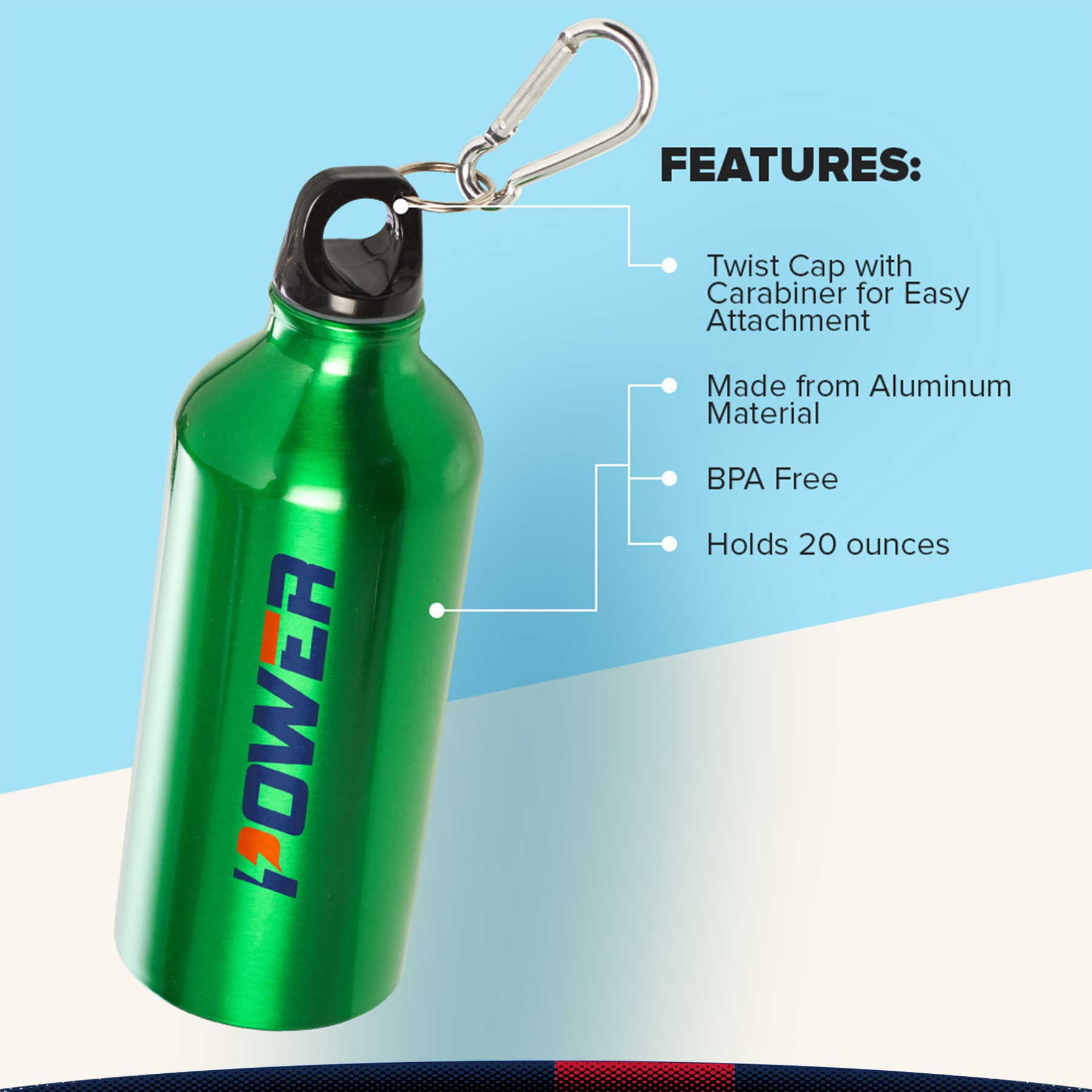 Affgu Aluminum Water Bottle - 20 OZ., custom water bottle with logo imprint 12