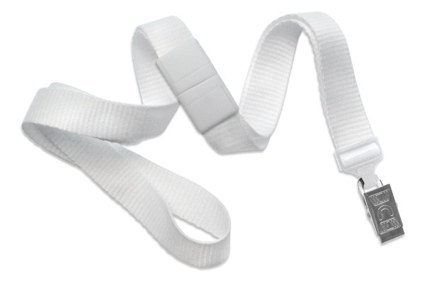5/8" Blank Breakaway Lanyard w/Bulldog Clip (White) 1