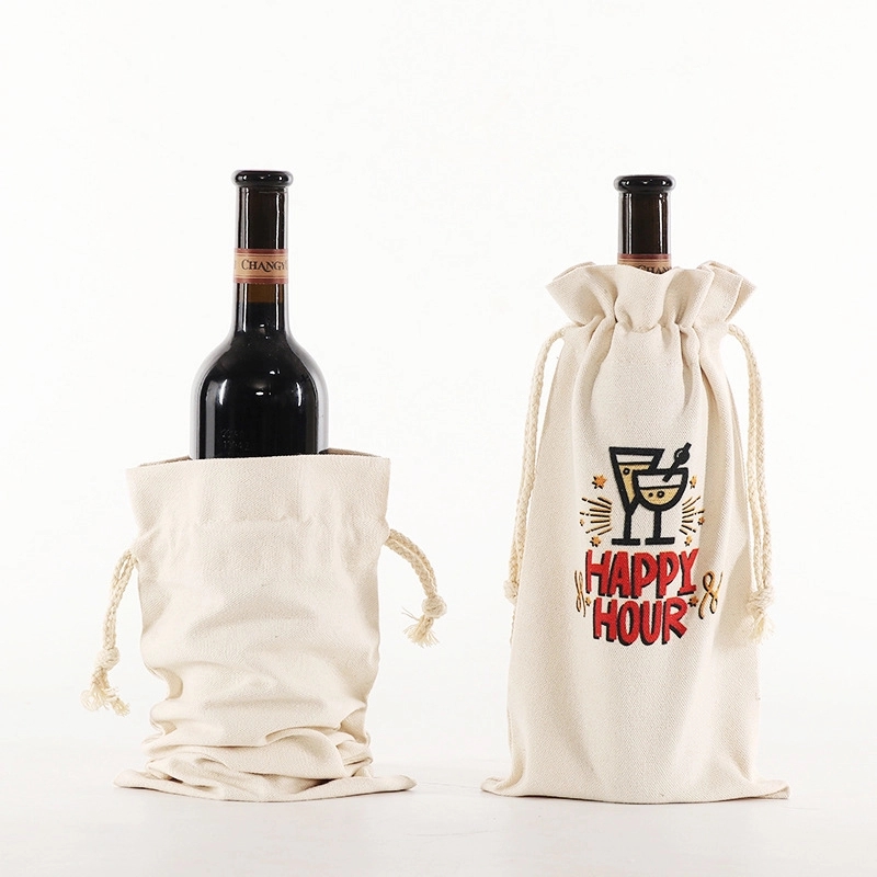 Cotton Wine Bottle Drawstring Bag 6