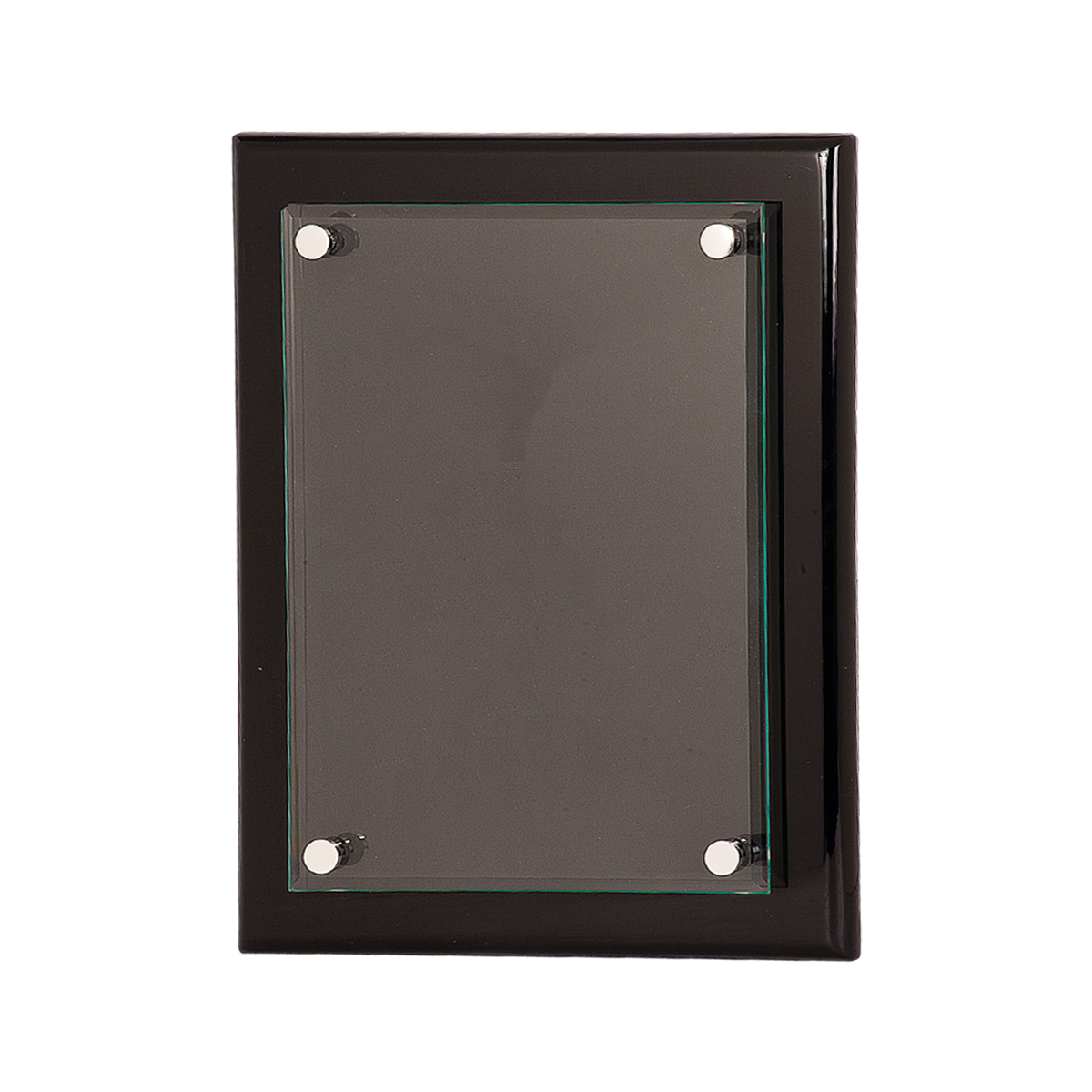 10 1/2" x 13" Black Piano Finish Floating Glass Plaque 1