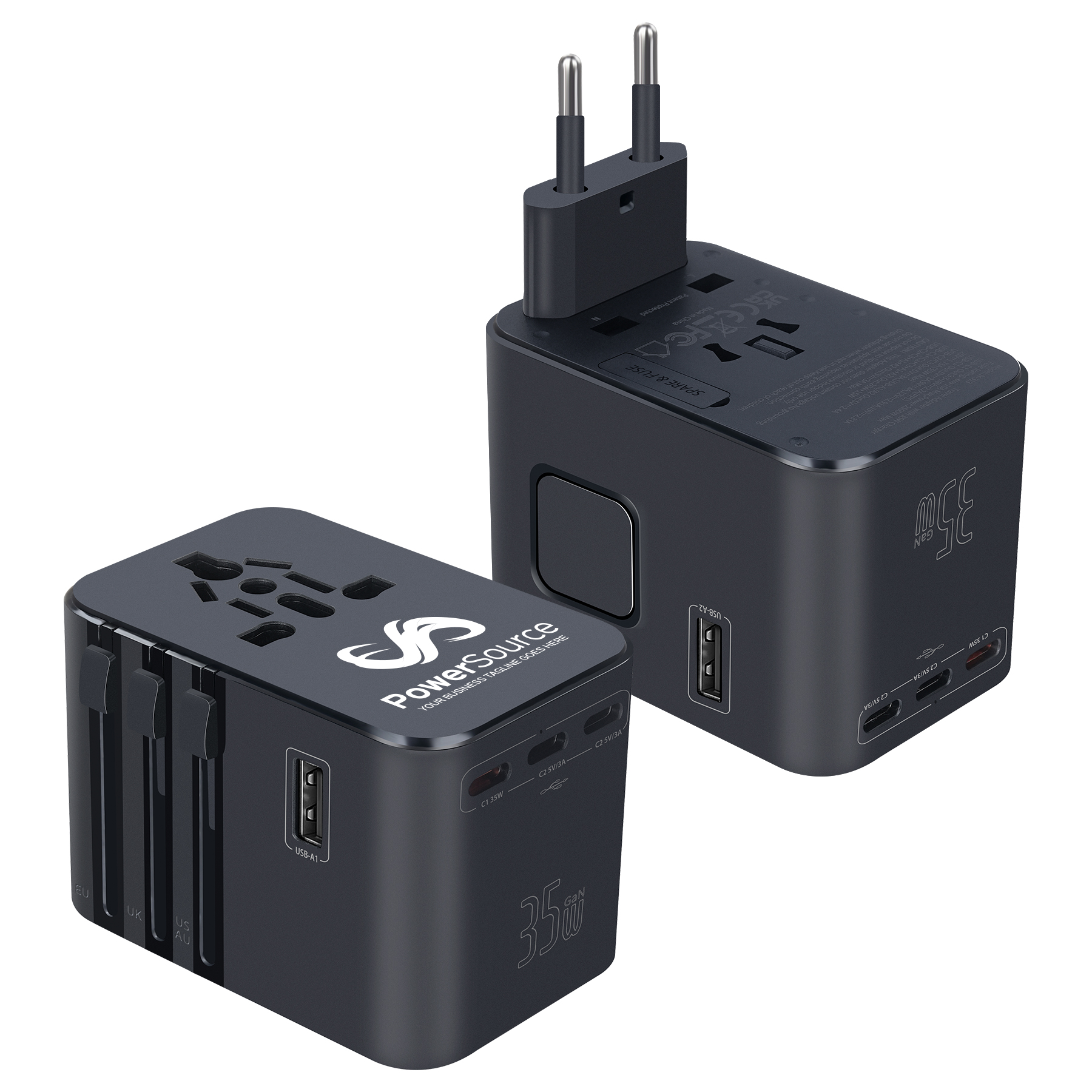 35W Universal Travel Adapter With 5 USB Ports And PD Fast Charging 6
