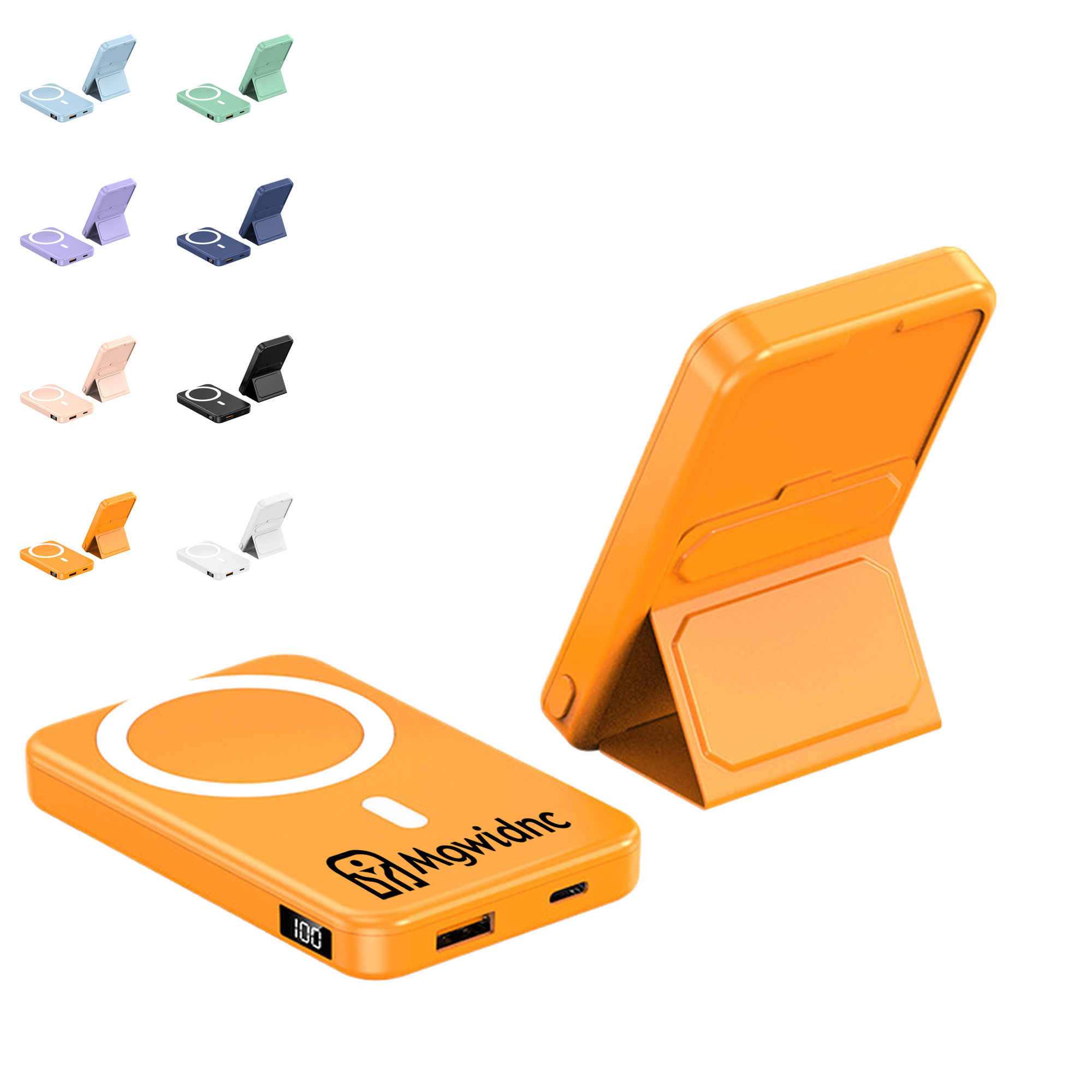 10000mAh Magnetic Wireless Power Bank with Foldable Stand for Phone Charging 6