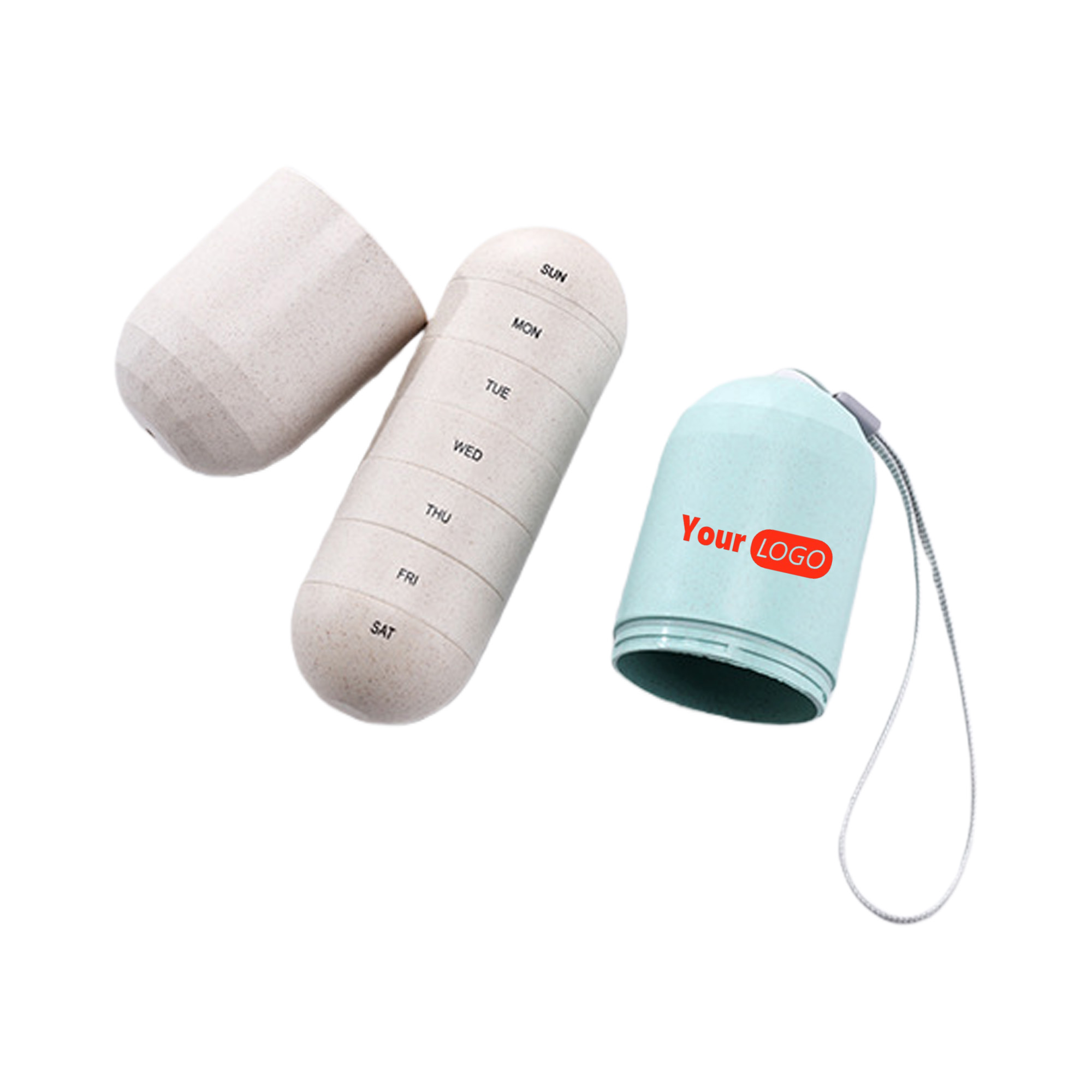 Wheat Straw PP Rotating 7 Grid Pill Box 2