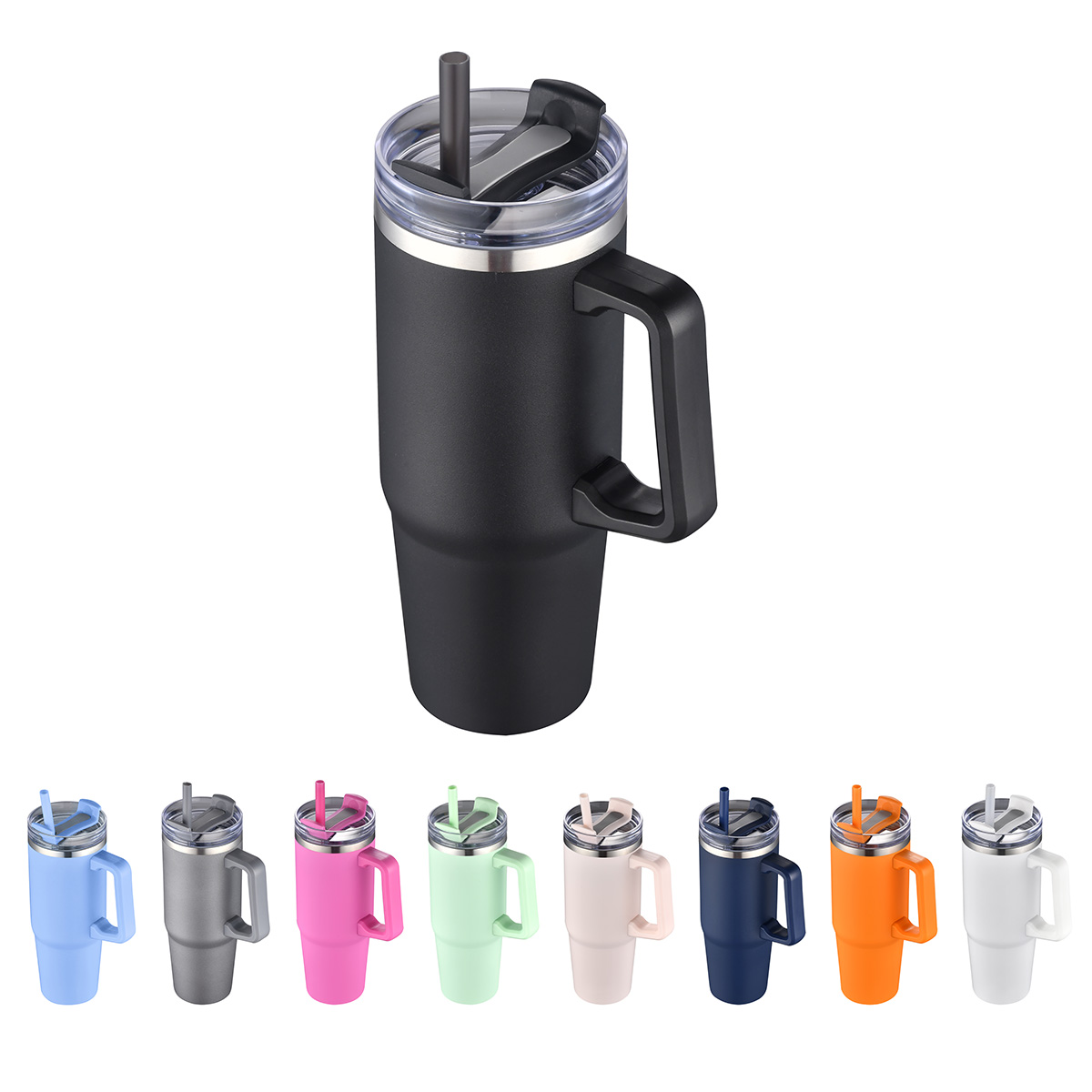 Milo 30 oz Vacuum Insulated Stainless Steel Mug with Straw 49