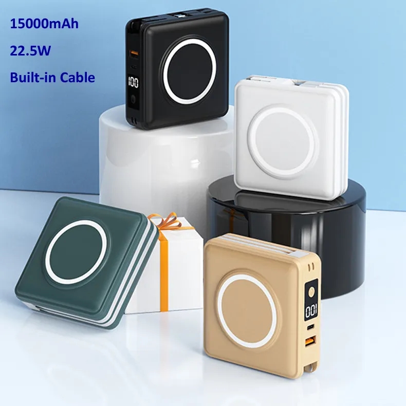 15000mAh 15W Wireless Charging Power Bank with AC Wall Plug 5