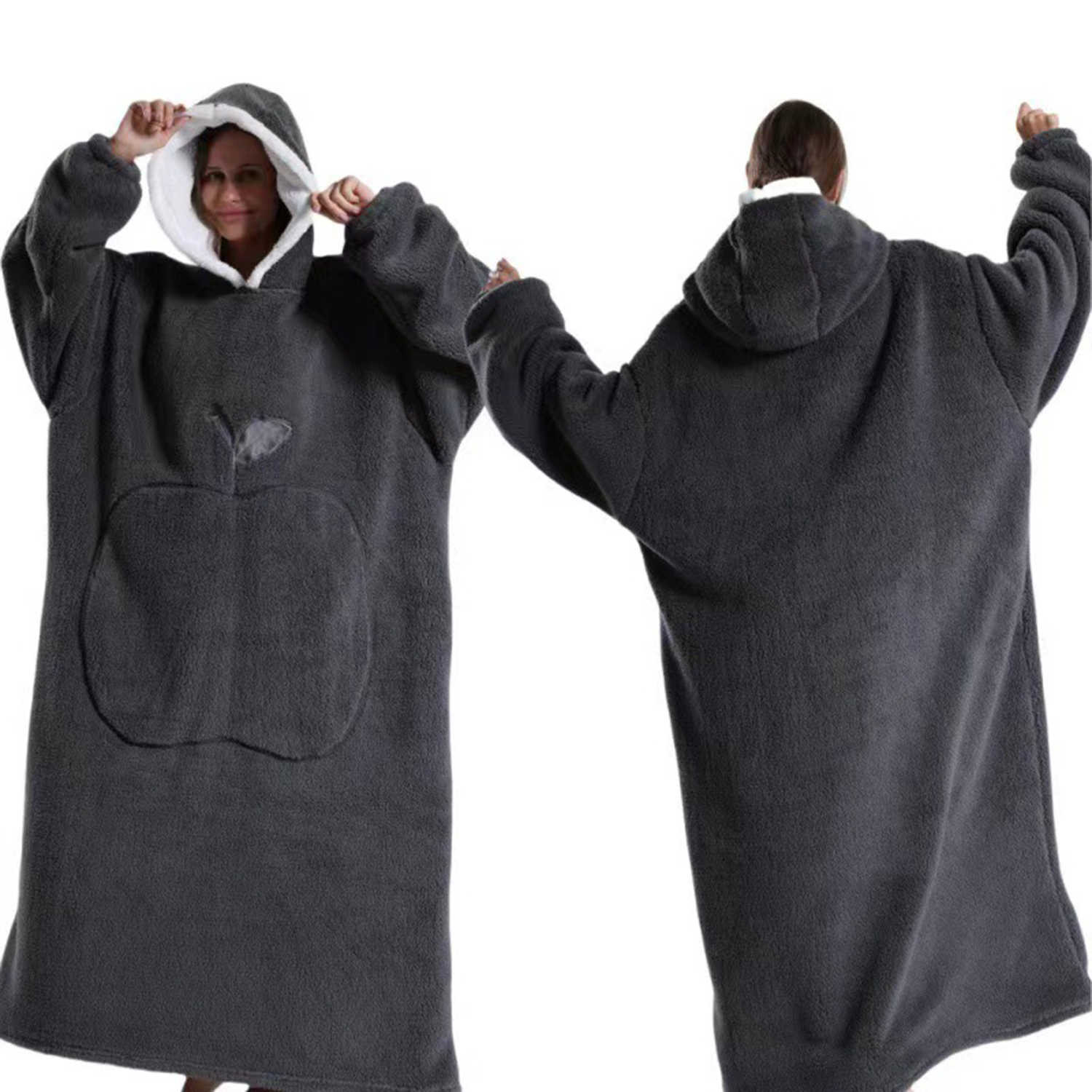 Oversized Long Wearable Sherpa Flannel Fleece Lazy Blanket 7