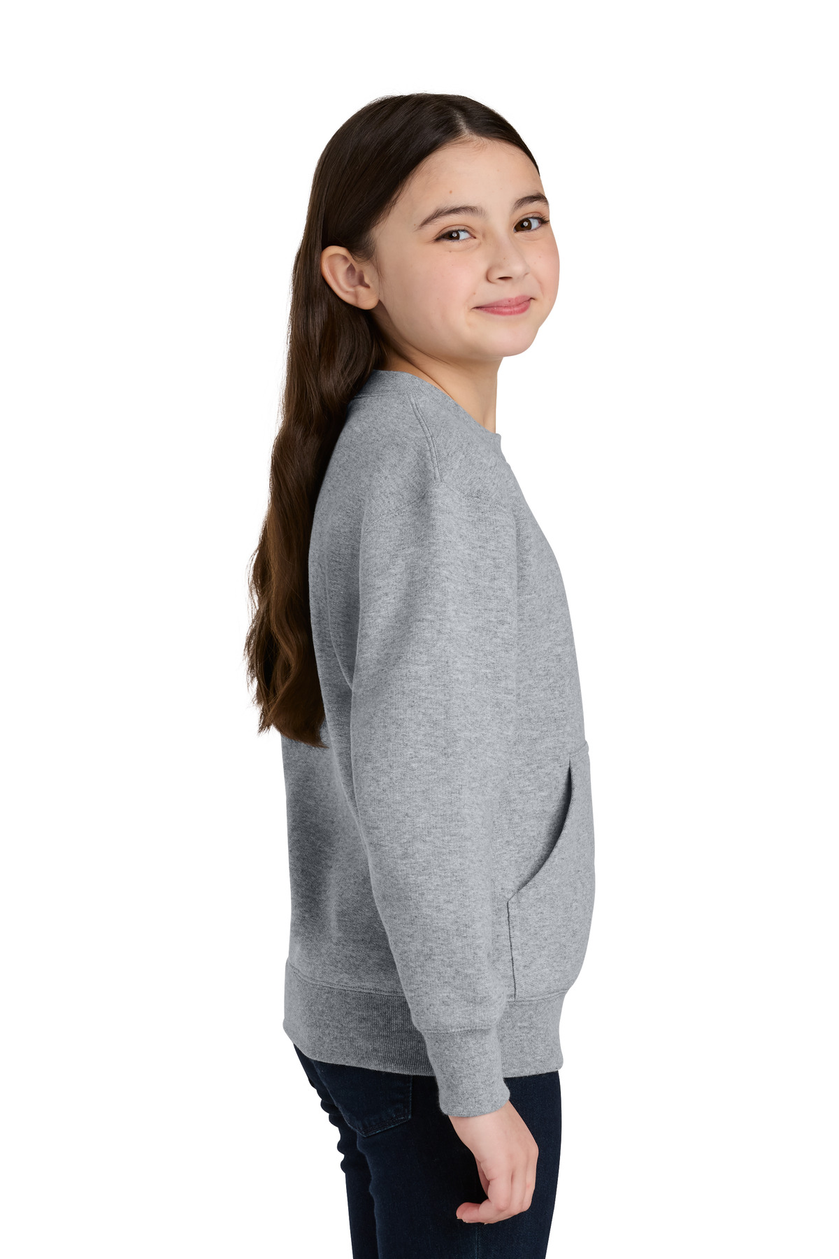 Port & Co Youth Core Fleece Crewneck Pocket Sweatshirt PC78YPKT 27