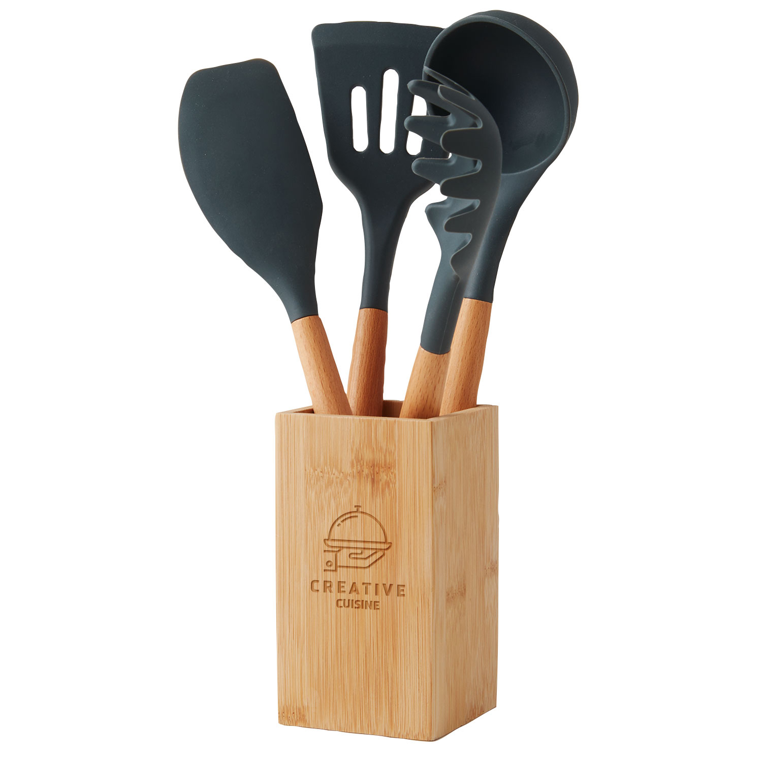 5-Piece Bamboo & Silicone Utensil Set 3