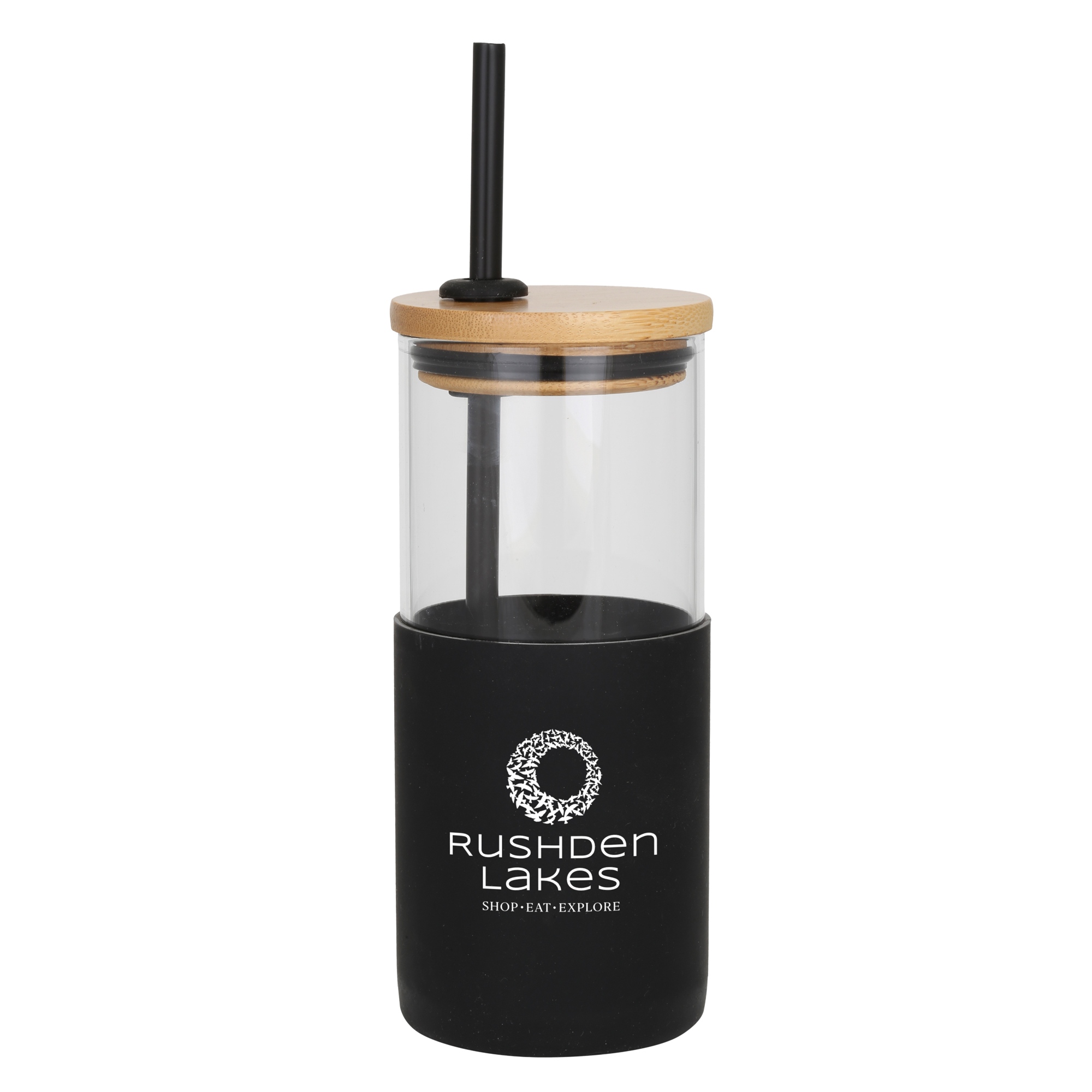 Barbados Glass Tumbler w/Bamboo Lid & Straw 4