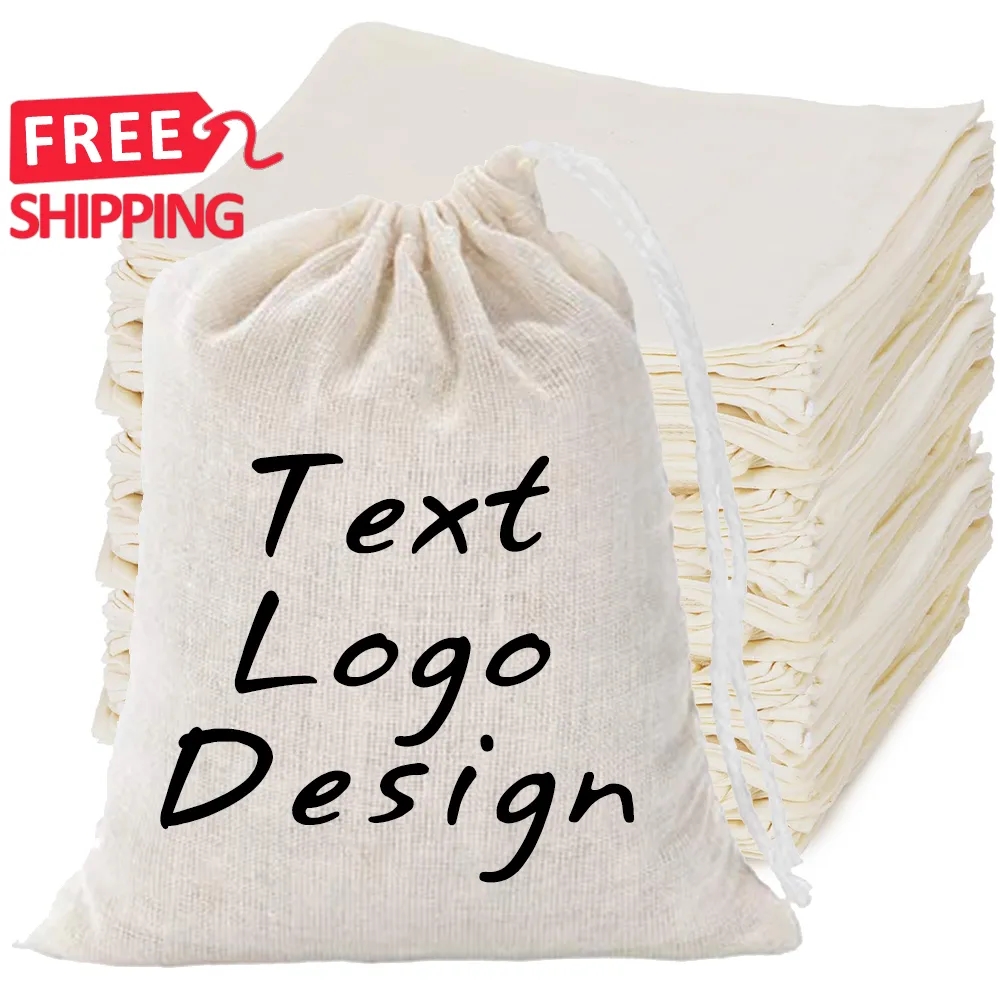 Cotton Linen Drawstring Gift Bag 5