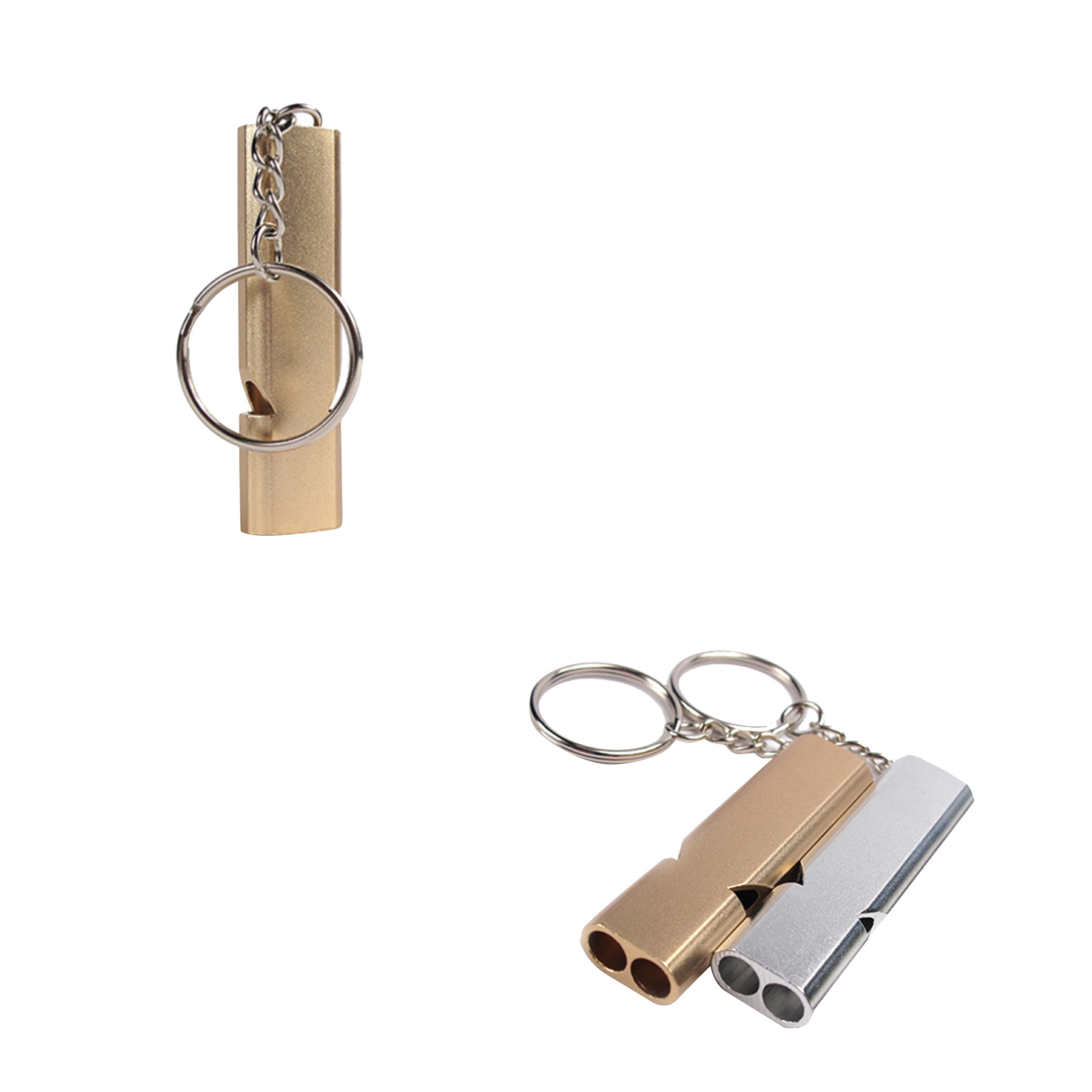 Aluminum Double Pipes High Frequency Rescue Whistle 2
