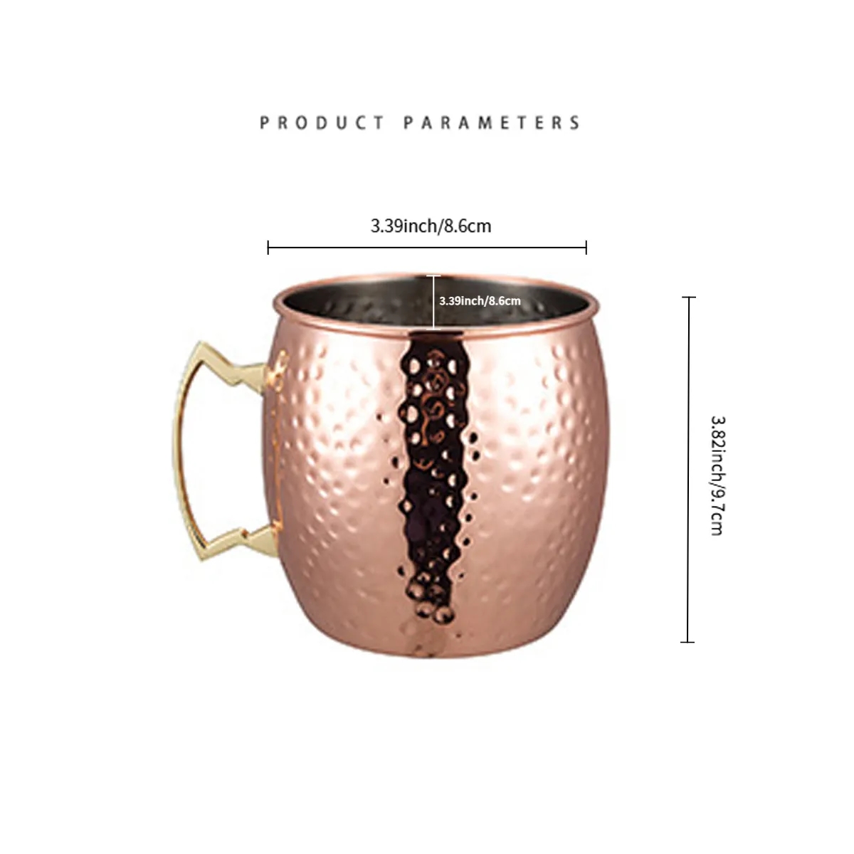 Stainless Steel Moscow Mule Mug with Plated Handle 1