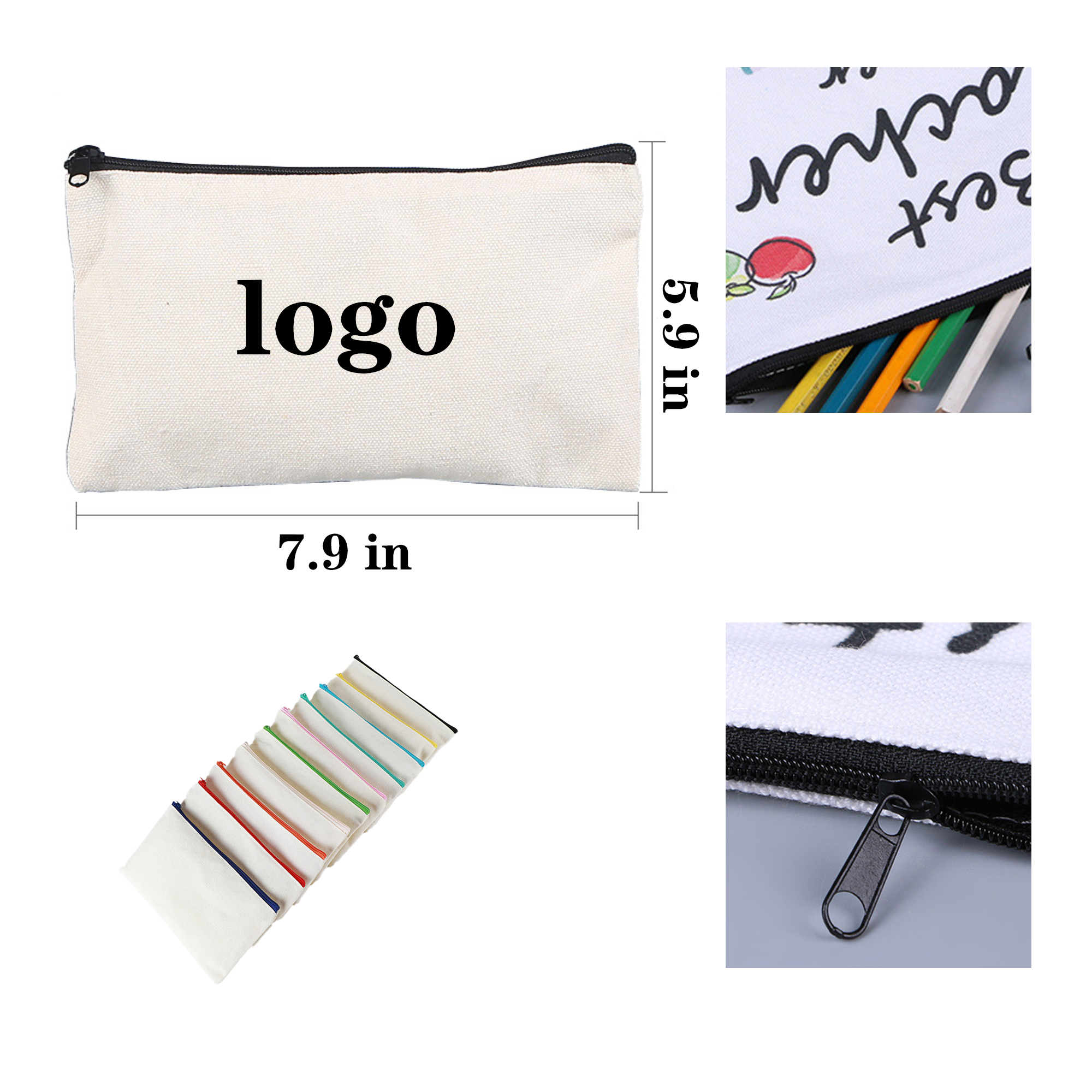 Canvas Customized Minimalist Storage Bag, custom tote bag with logo imprint 2