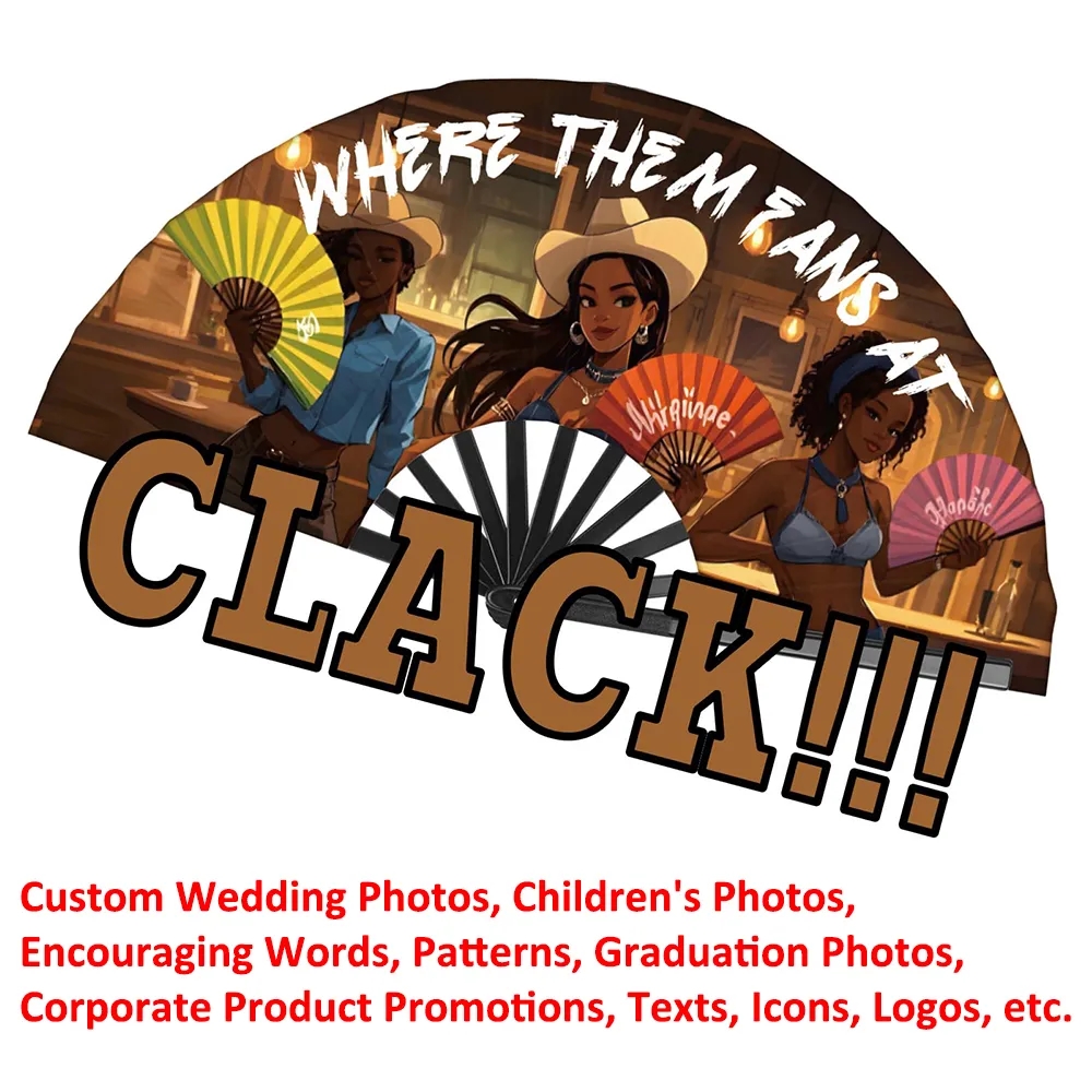 Custom Boot on the Ground Hand Folding Fans for Line Dancing 12