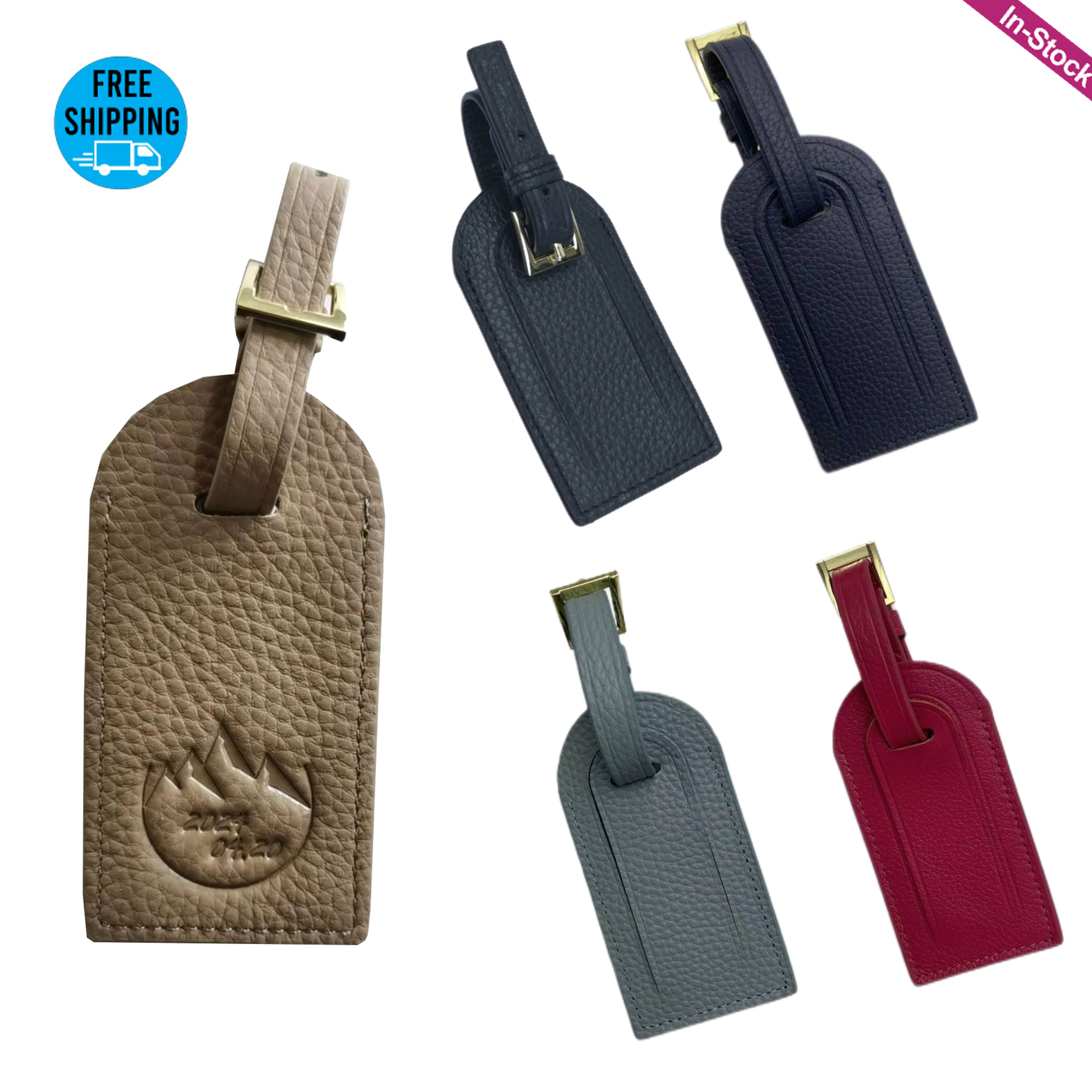 Top Grain Genuine Leather Luggage Bag Tags, custom luggage tag with logo imprint 7