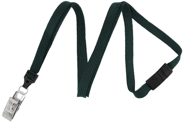 3/8" Breakaway Blank Lanyard w/Bulldog Clip (Forest Green) 2