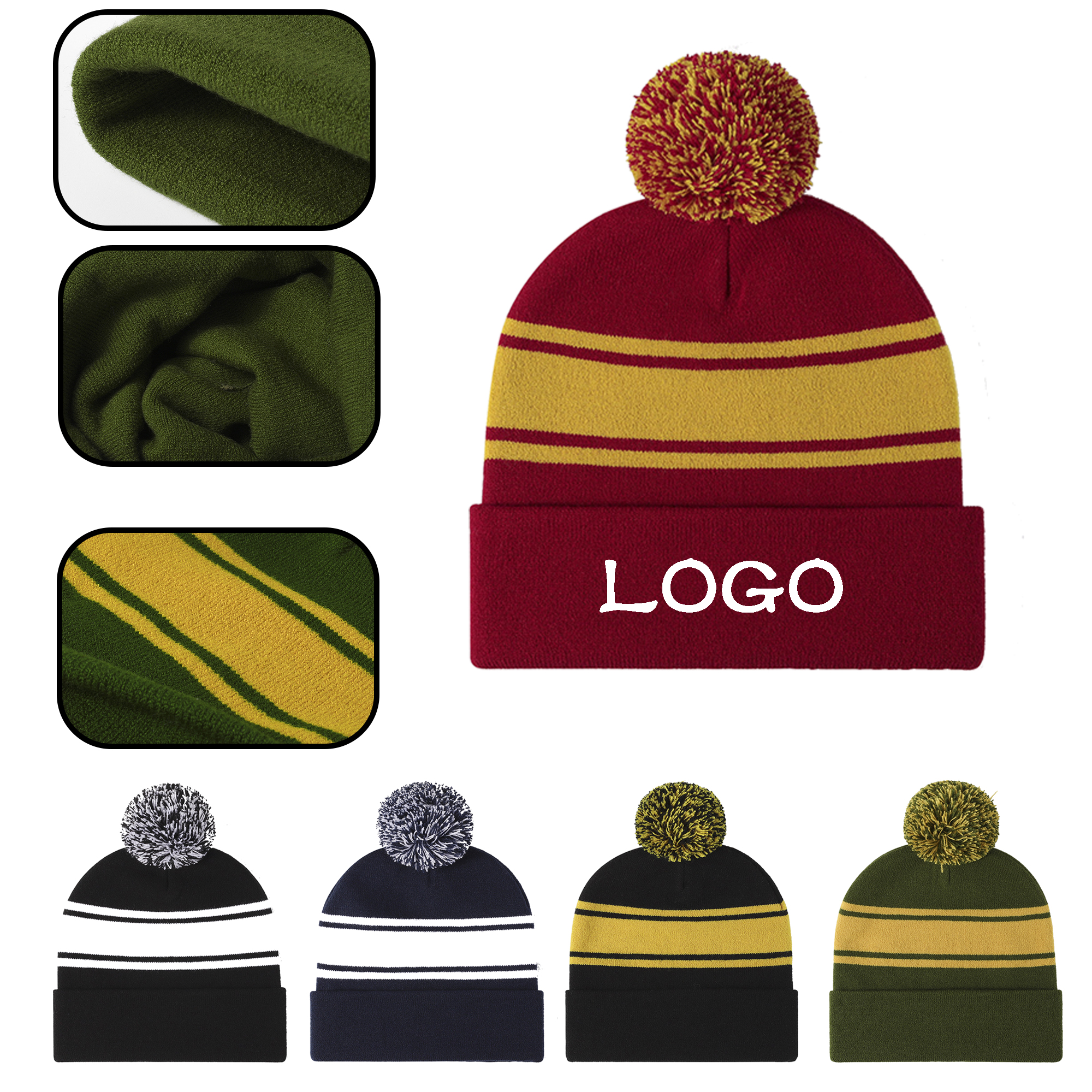 MOQ 20 PCS Striped Winter Hat 2