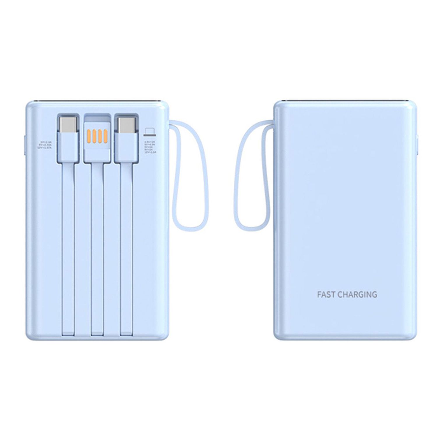10,000 mAh Built-in Cable Fast Charging Power Bank - 18W 2