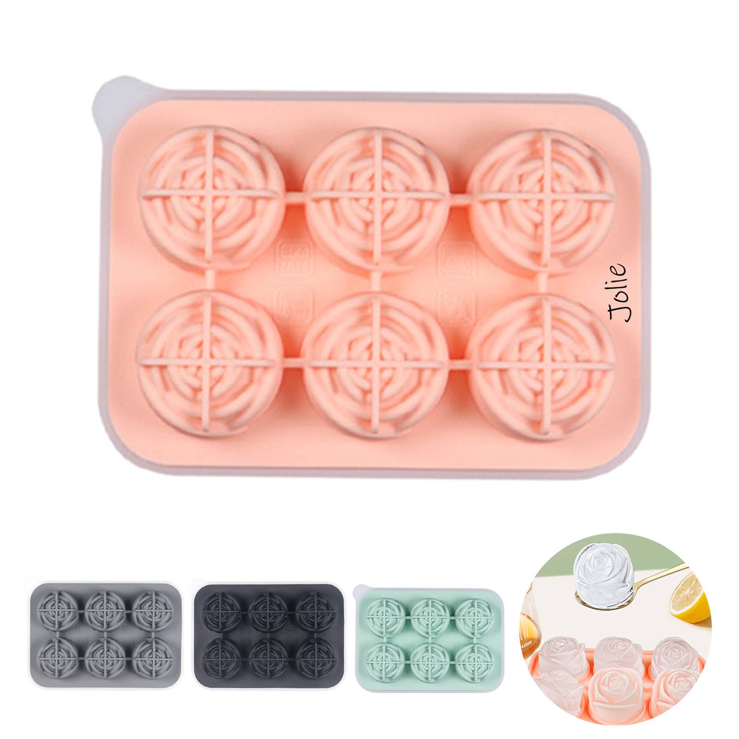 Food Grade Silicone 6-link Rose Ice Cubes 1