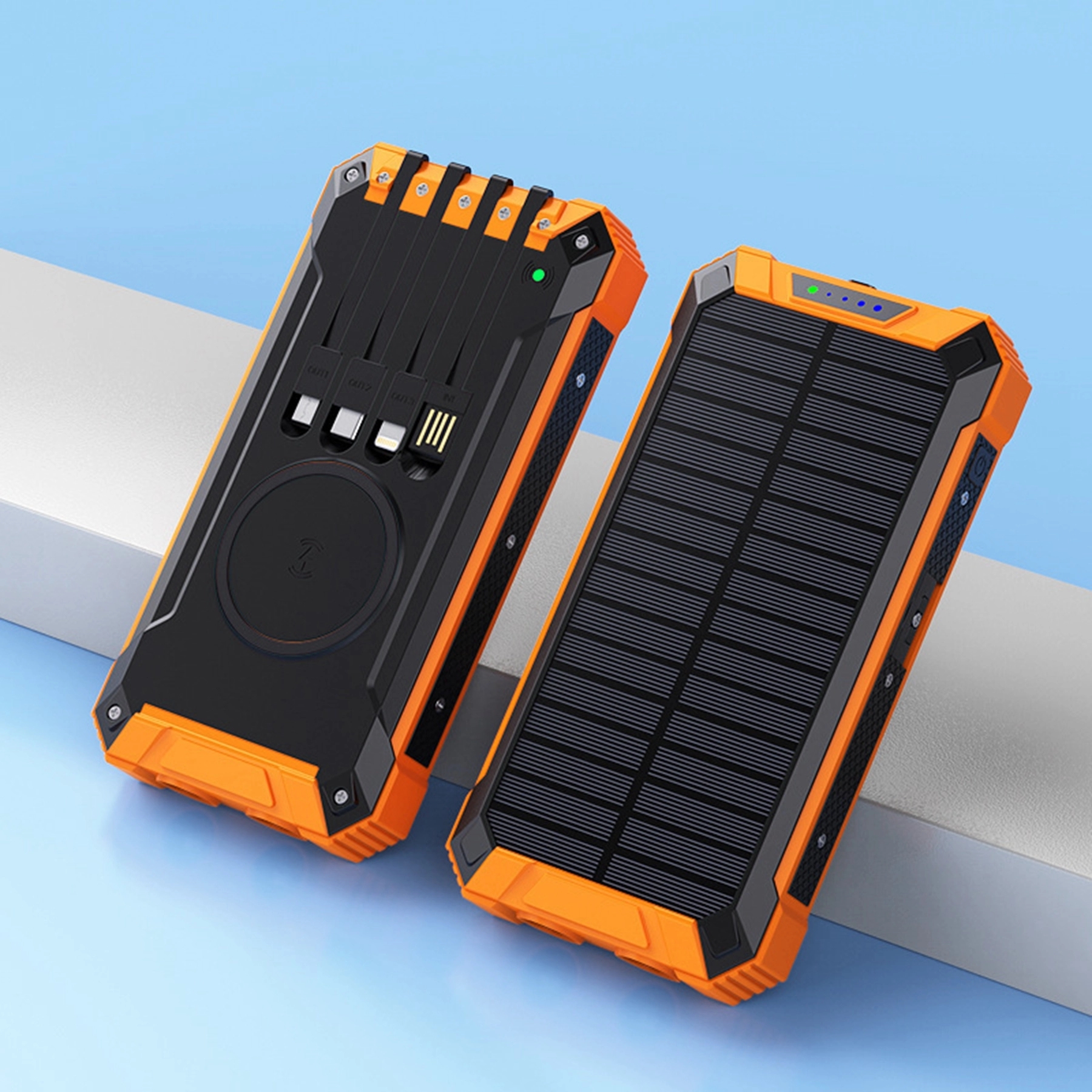 20000 mAh Solar Wireless Power Bank Charger with Cable 12