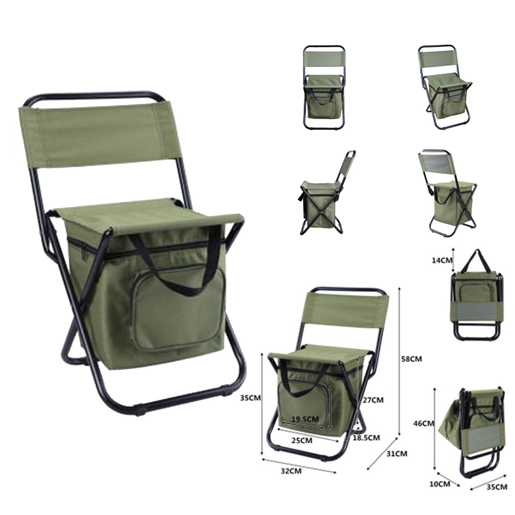Camping Chair With Cooler Bag Compact Fishing Stool 1