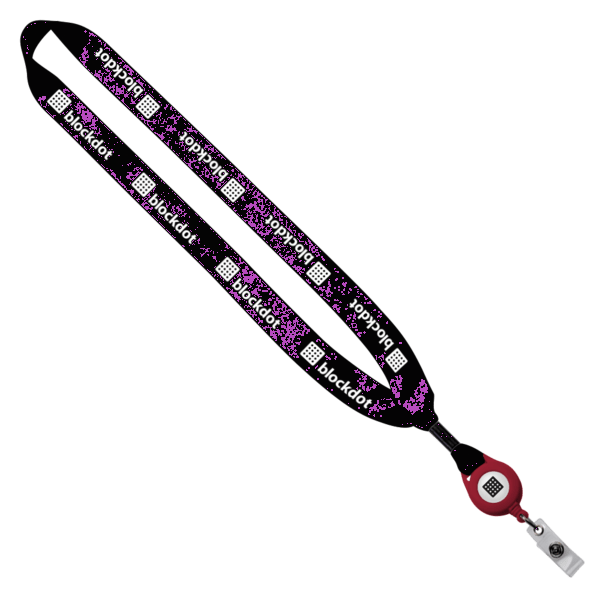 3/4" Cotton Lanyard with Metal Crimp & Retractable Badge Reel 216