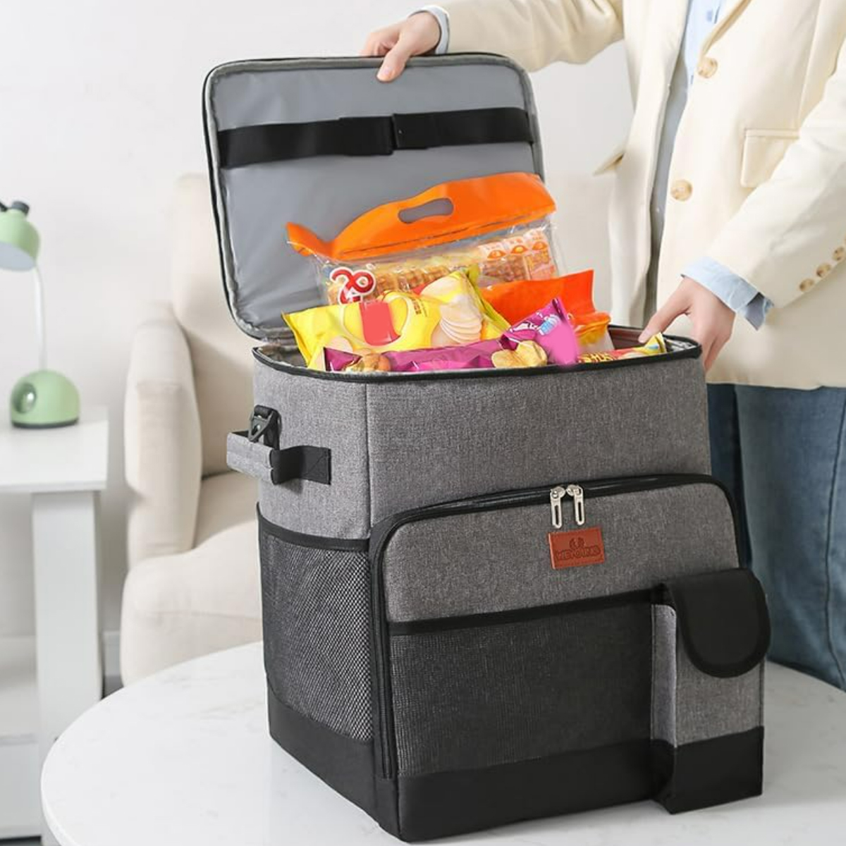 35L Rolling Cooler Bag W/ Telescopic Handle Trolley Case 5