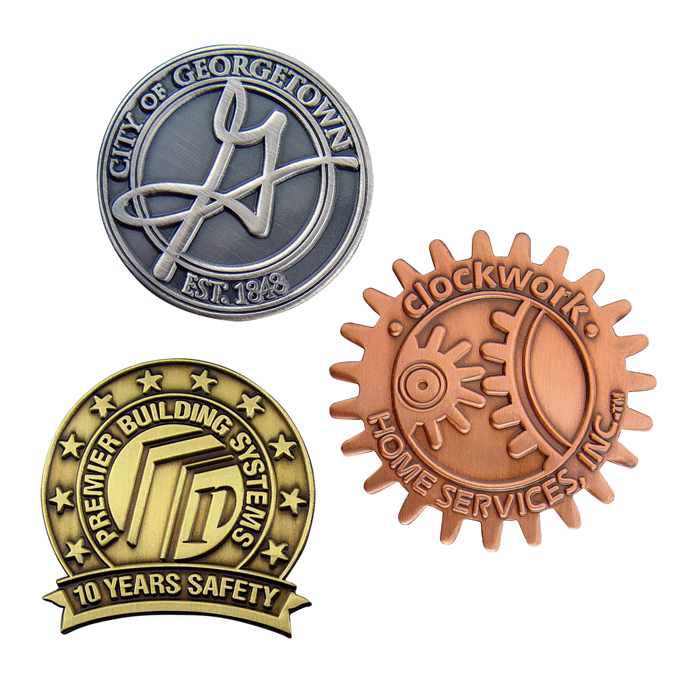 Custom Die Struck Antique Finish Lapel Pins 1"