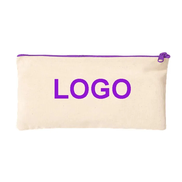 Natural Canvas Pouch with Colored Zipper 2